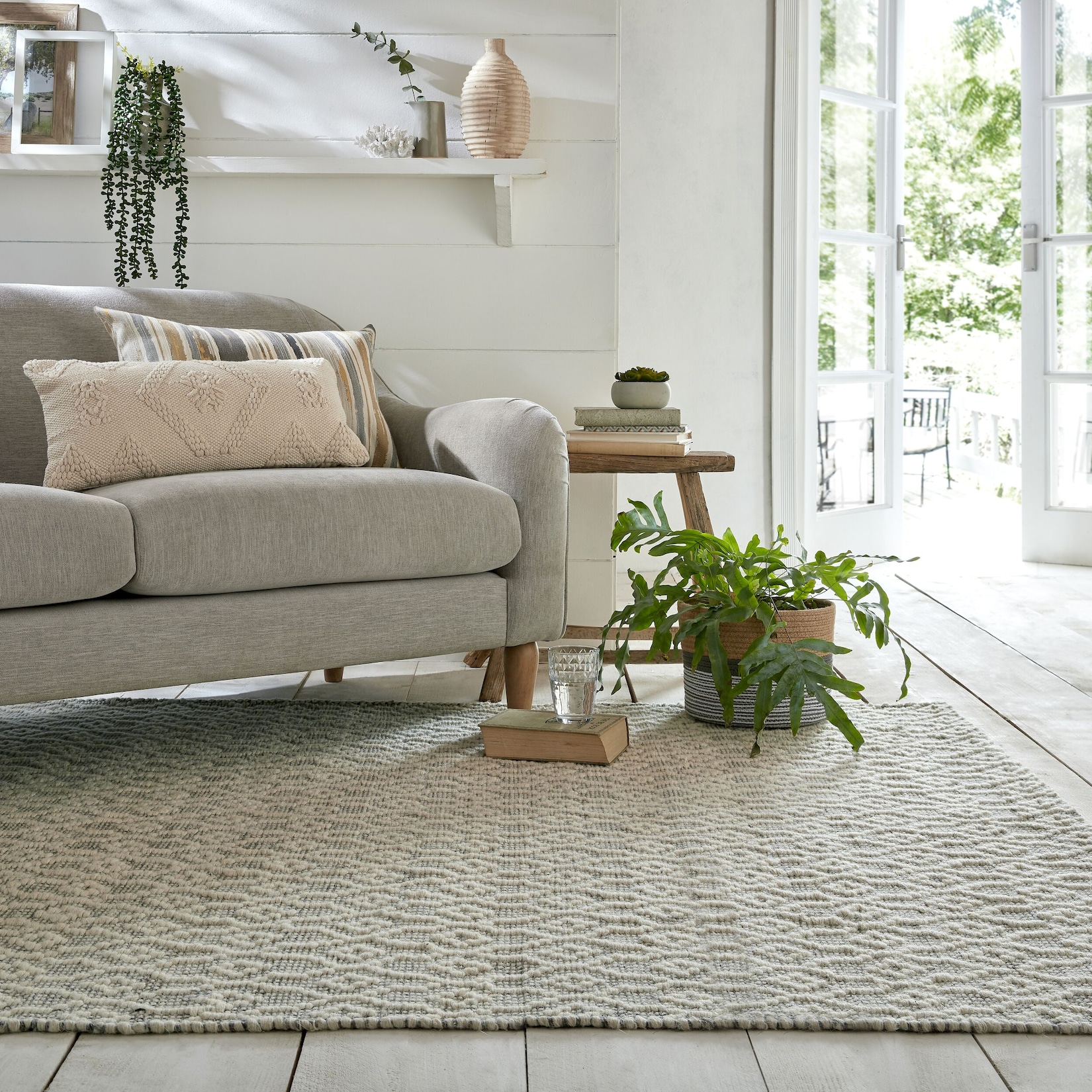 Wollteppich geometrisch Hellgrau 80 x 150 cm - ROTHER Kadima Design
