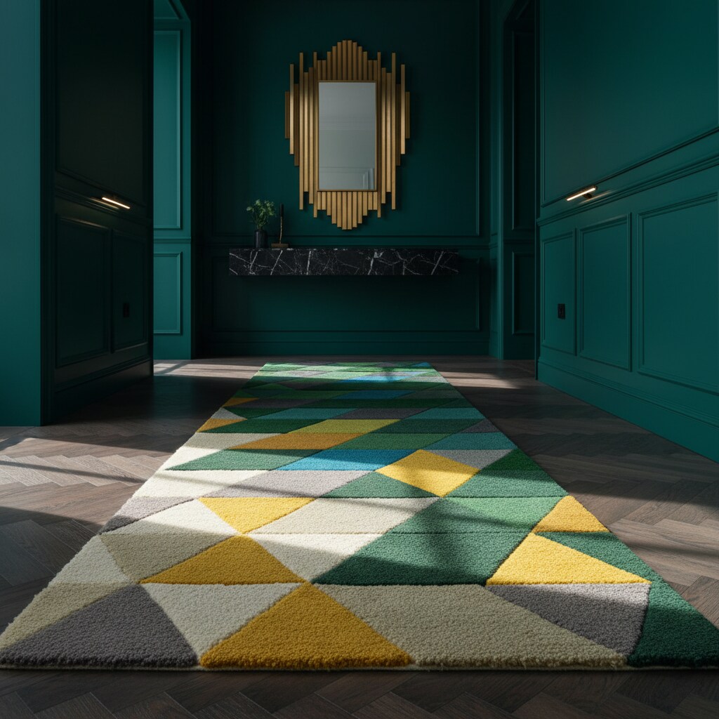 L&auml;ufer Wolle Gr&uuml;n-Bunt 60 x 230 cm - DERWENT | Kadima Design 