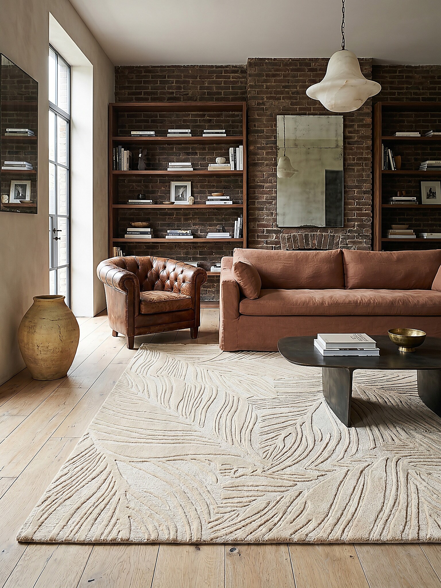 Wollteppich floral Beige 120 x 170 cm - LEVEN | Kadima Design 