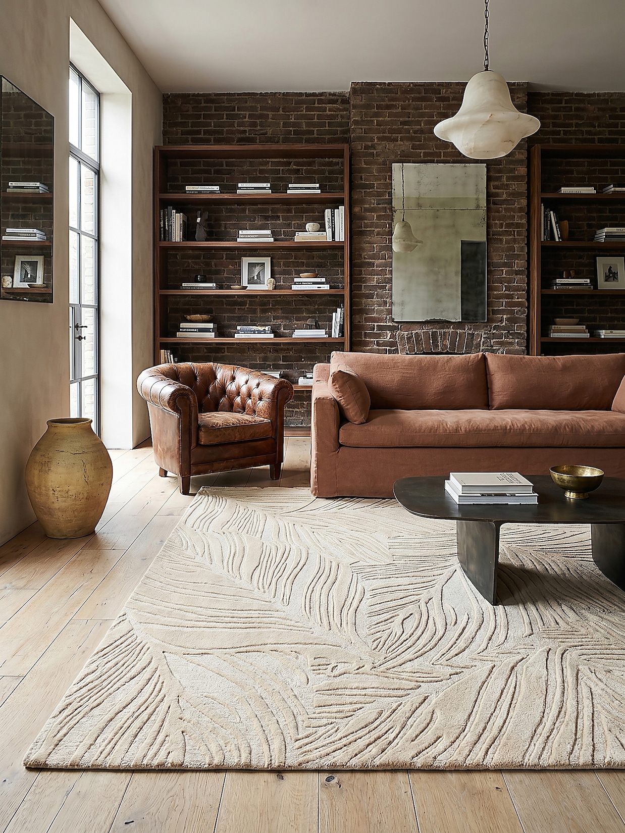 Wollteppich floral Beige 120 x 170 cm - LEVEN Kadima Design