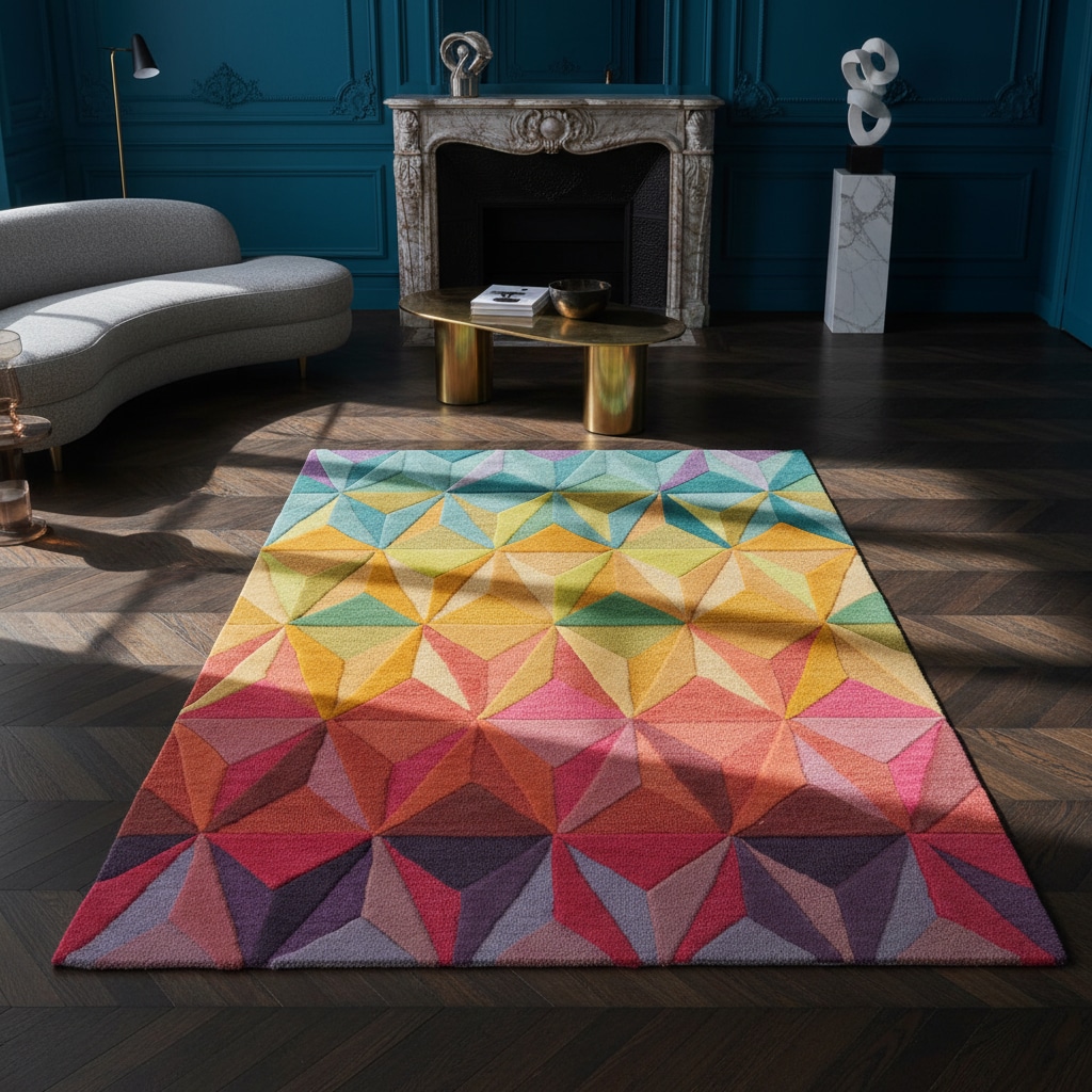 Luxus-Handgetufteter Wollteppich "Derwent Tilly" Multi-Farben. 120x170 cm | Kadima Design 