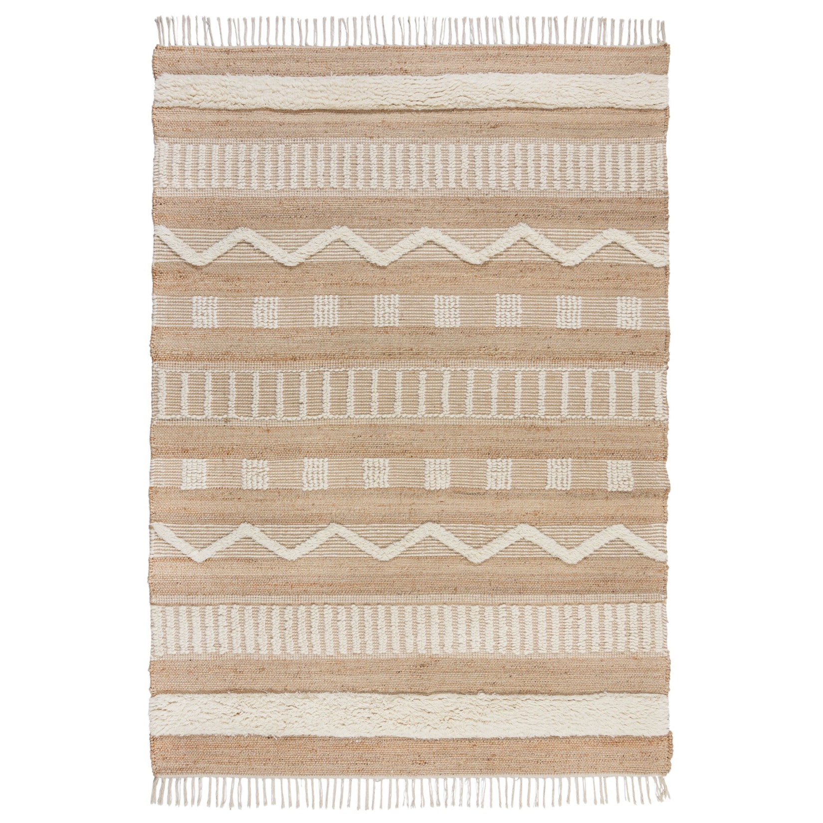 Jute-Teppich Wollmischung Braun-Beige 200 x 290 cm - WHARFE Kadima