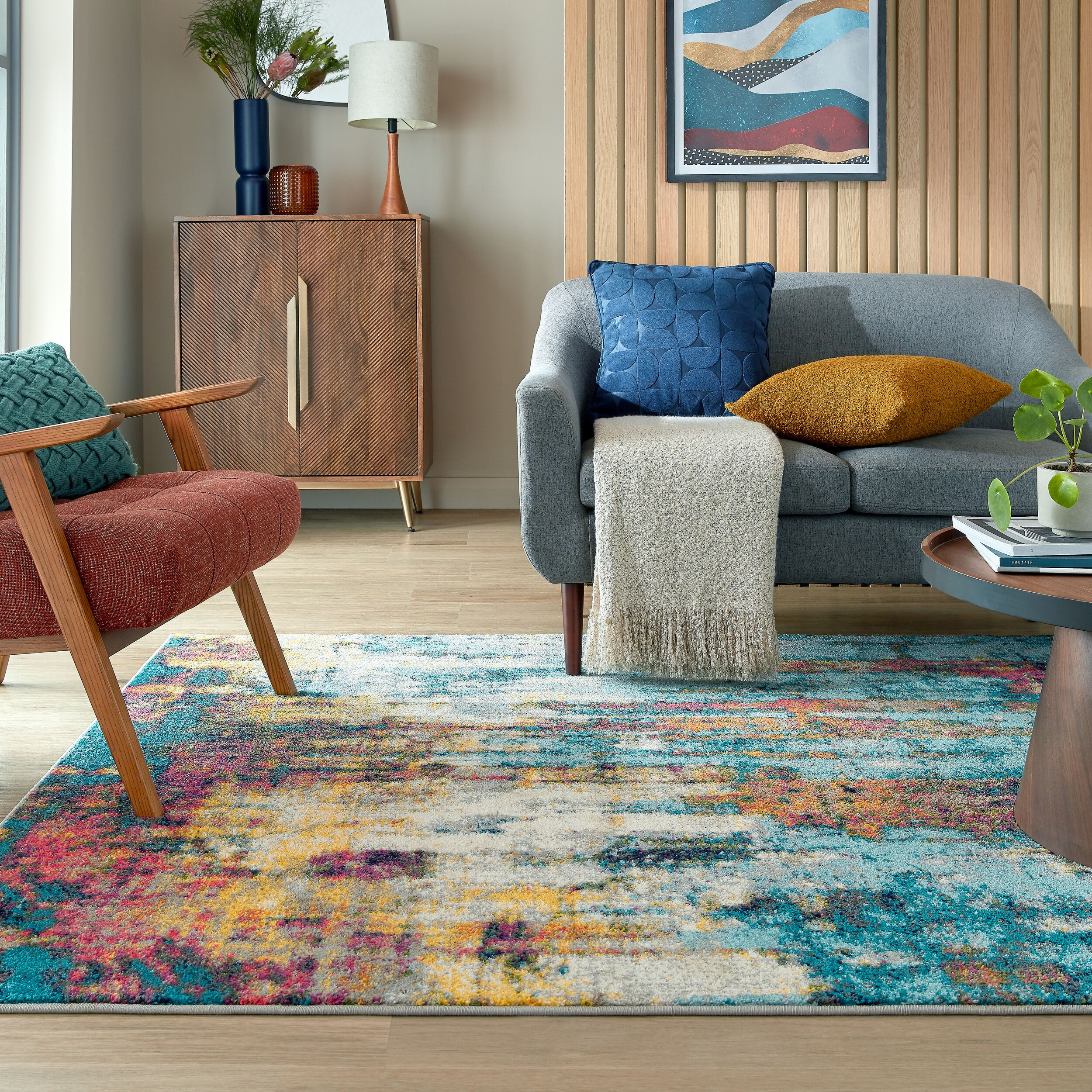 Teppich Farbschlieren Bunt 120 x 170 cm - FAL | Kadima Design 