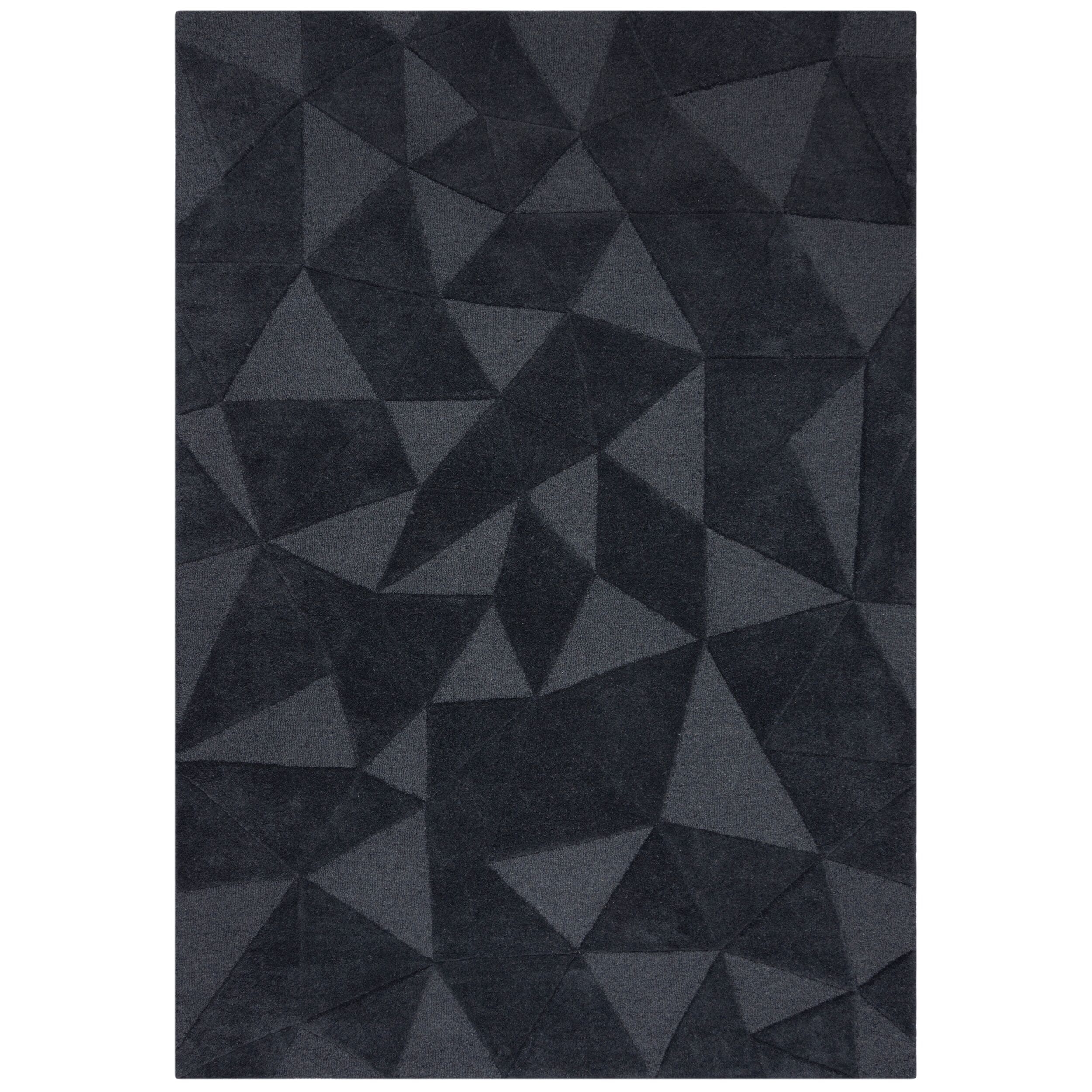Luxus-Wollteppich mit Geometrischem Muster - "Deben Troy" . Farbe: Anthrazit, 120x170 cm | Kadima Design 