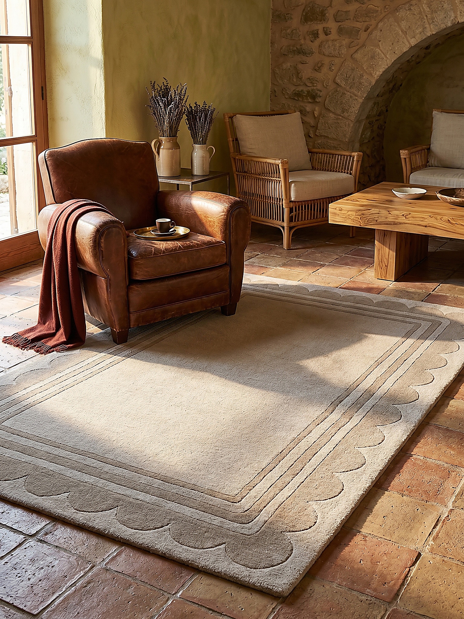Wollteppich geometrisch Beige 160 x 230 cm - WENSUM | Kadima Design 