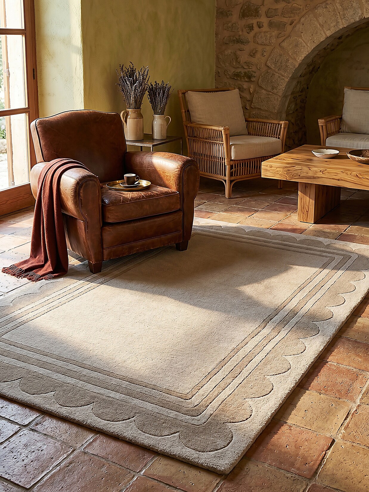Wollteppich geometrisch Beige 160 x 230 cm - WENSUM Kadima Design
