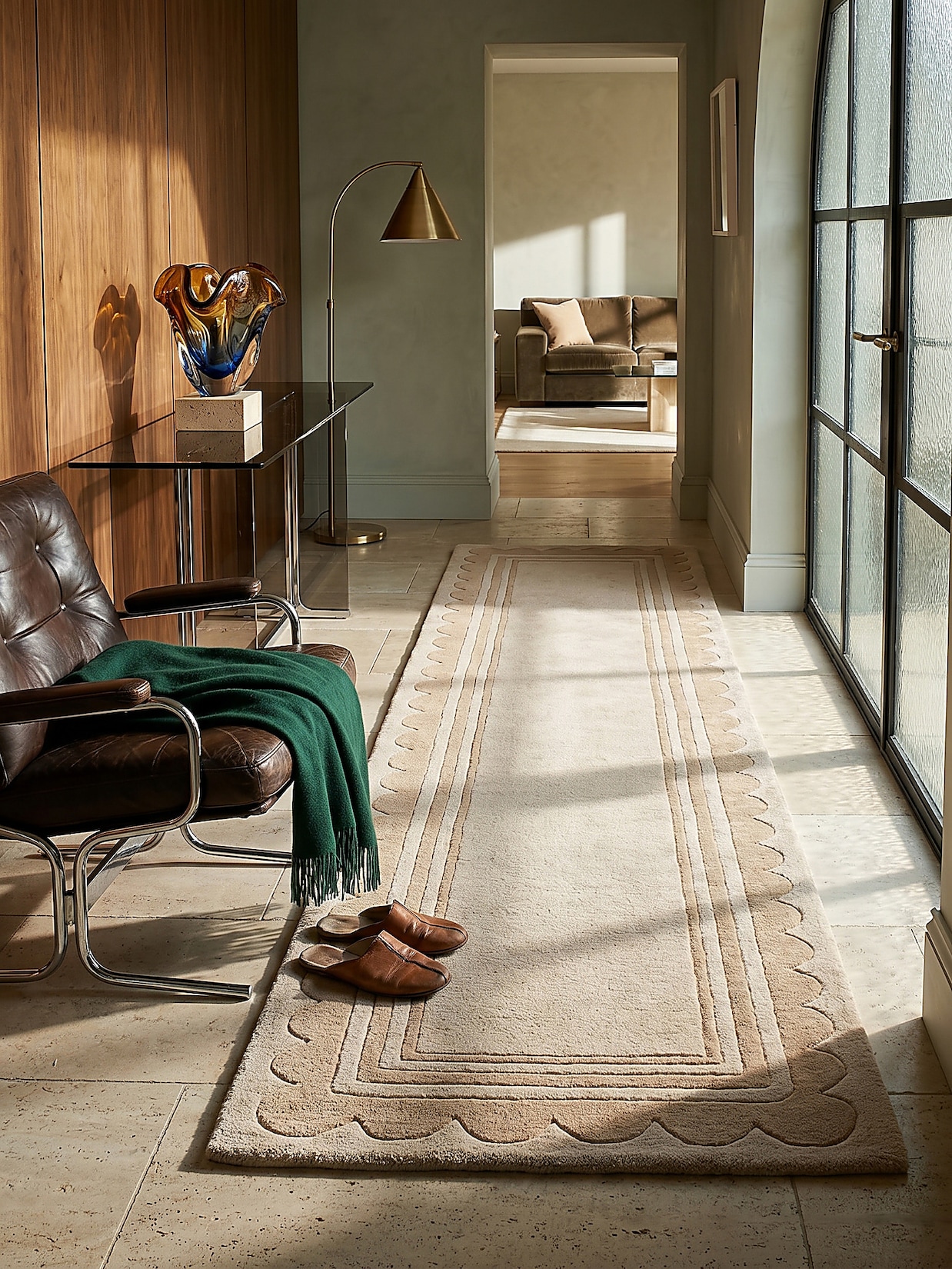 Läufer Wolle Beige 80 x 230 cm - WENSUM Kadima Design