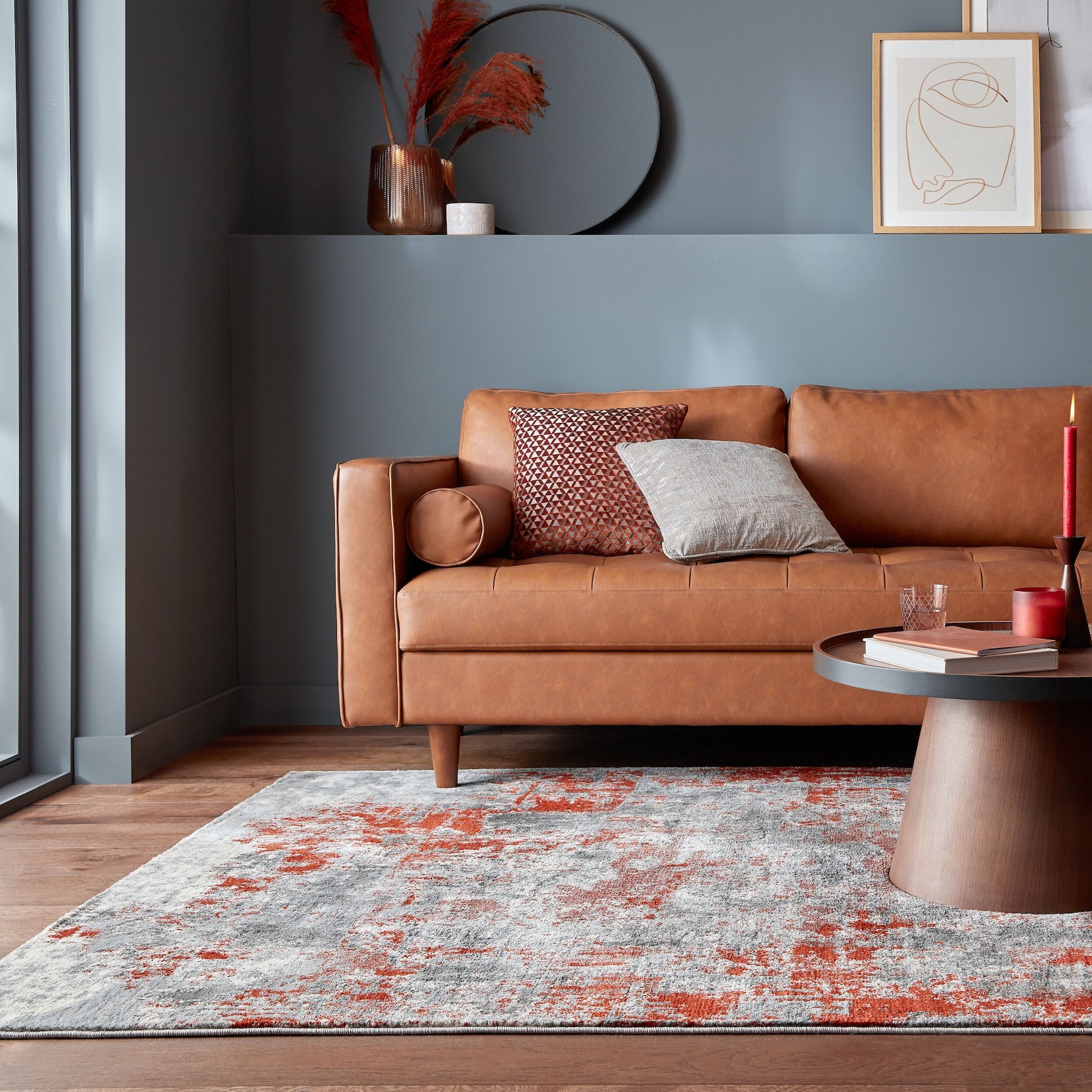 Teppich abstrakt Rot-Grau 80 x 150 cm - DEE Kadima Design
