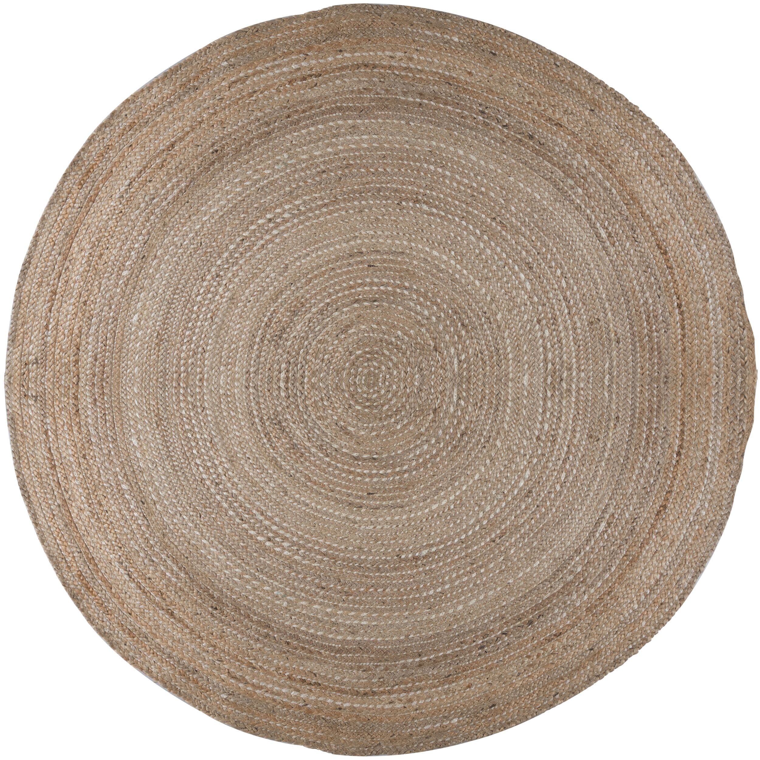 Handgewebter Jute-Teppich in Naturt&ouml;nen "Eden". Farbe: Braun, 133x133 cm | Kadima Design 