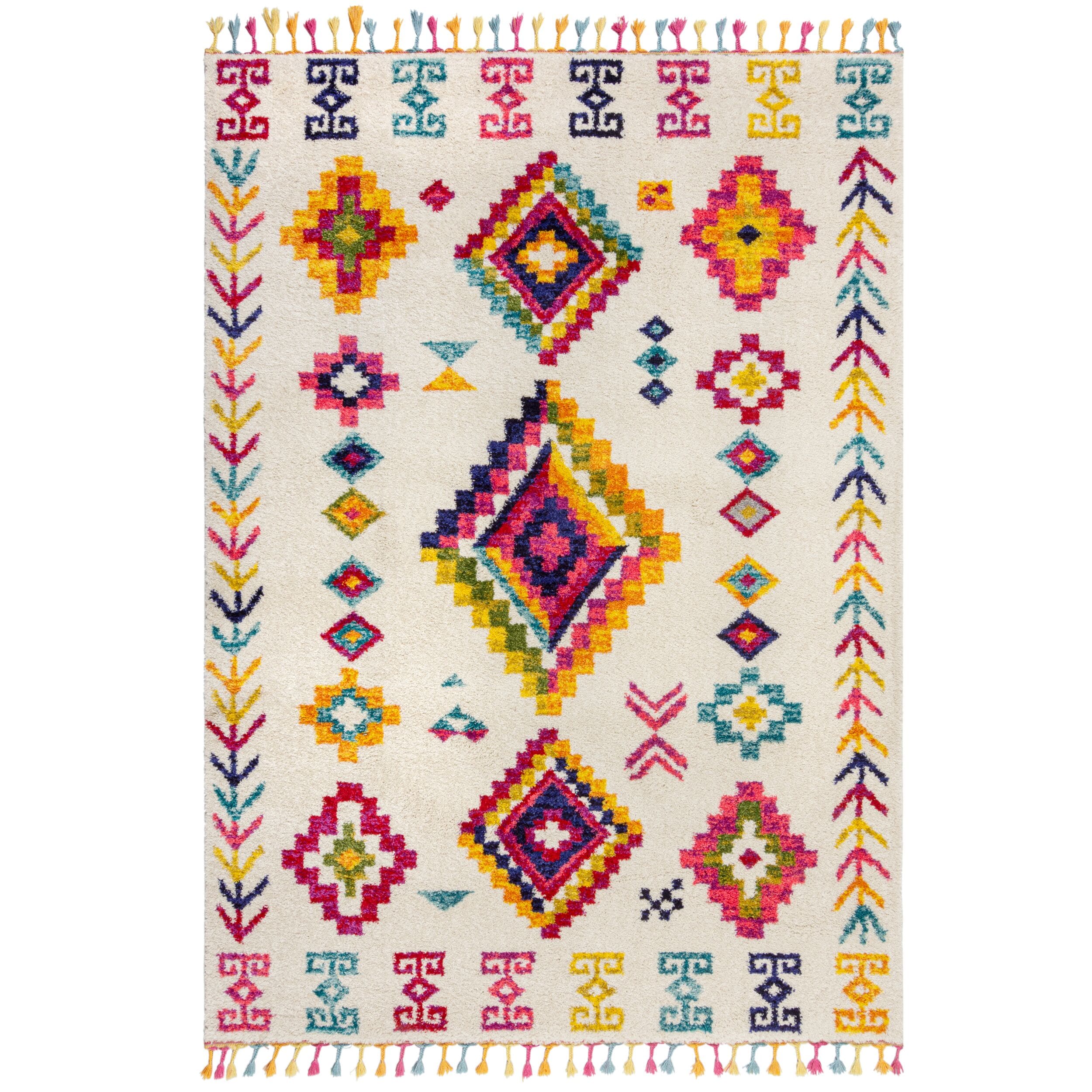 Vielseitiger Hochflor-Teppich "Arun Liz" mit Farbakzenten. 160x230 cm | Kadima Design 