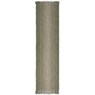 Luxus Handgewebter Teppich - Jute & Wolle Mix - "Weaver". Farbe: Grün, 60x230 cm | Kadima Design 