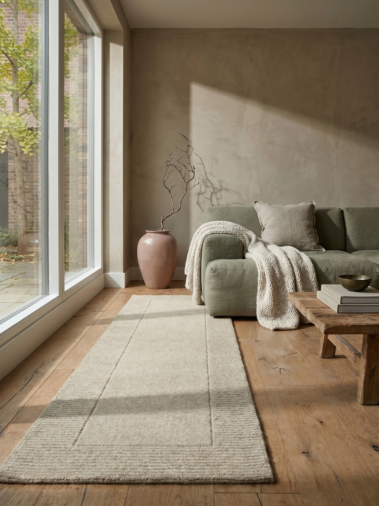 Läufer Wolle Natur 60 x 230 cm - MOLE Kadima Design