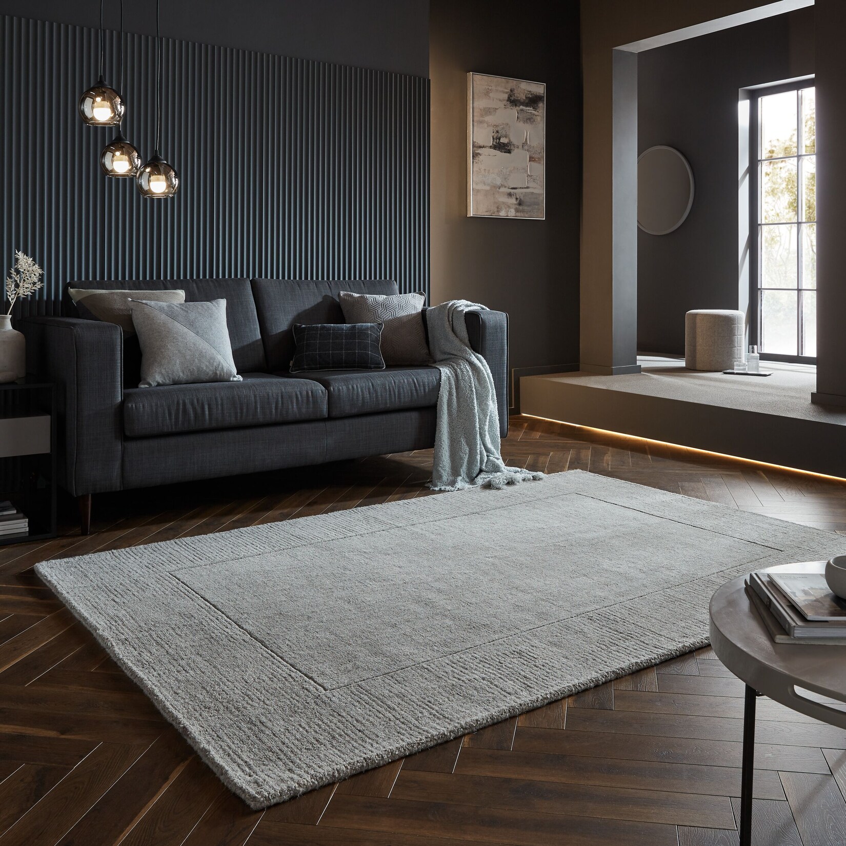Wollteppich Kurzflor Grau meliert 120 x 170 cm - MOLE Kadima Design