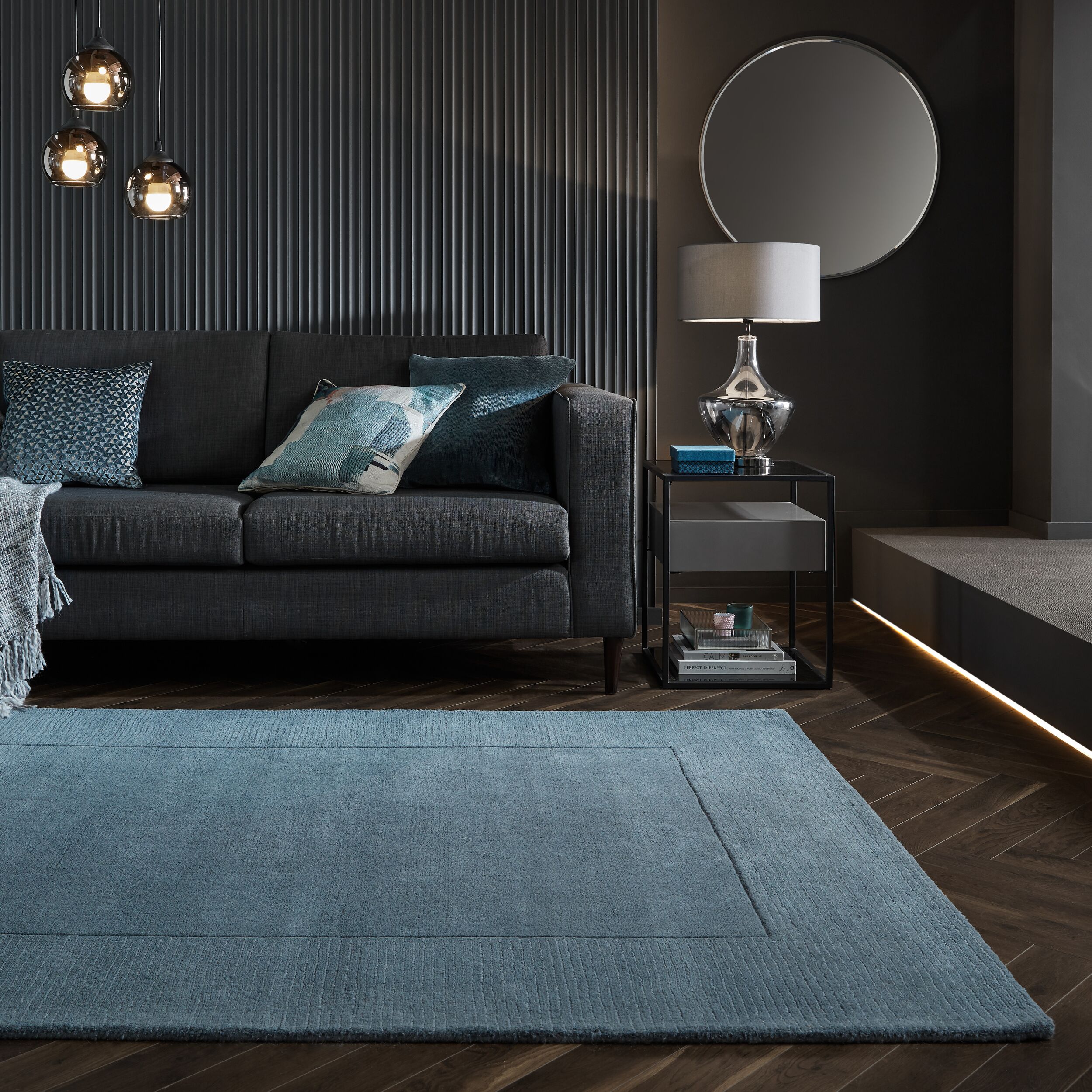 Wollteppich Kurzflor Blau 120 x 170 cm - MOLE | Kadima Design 