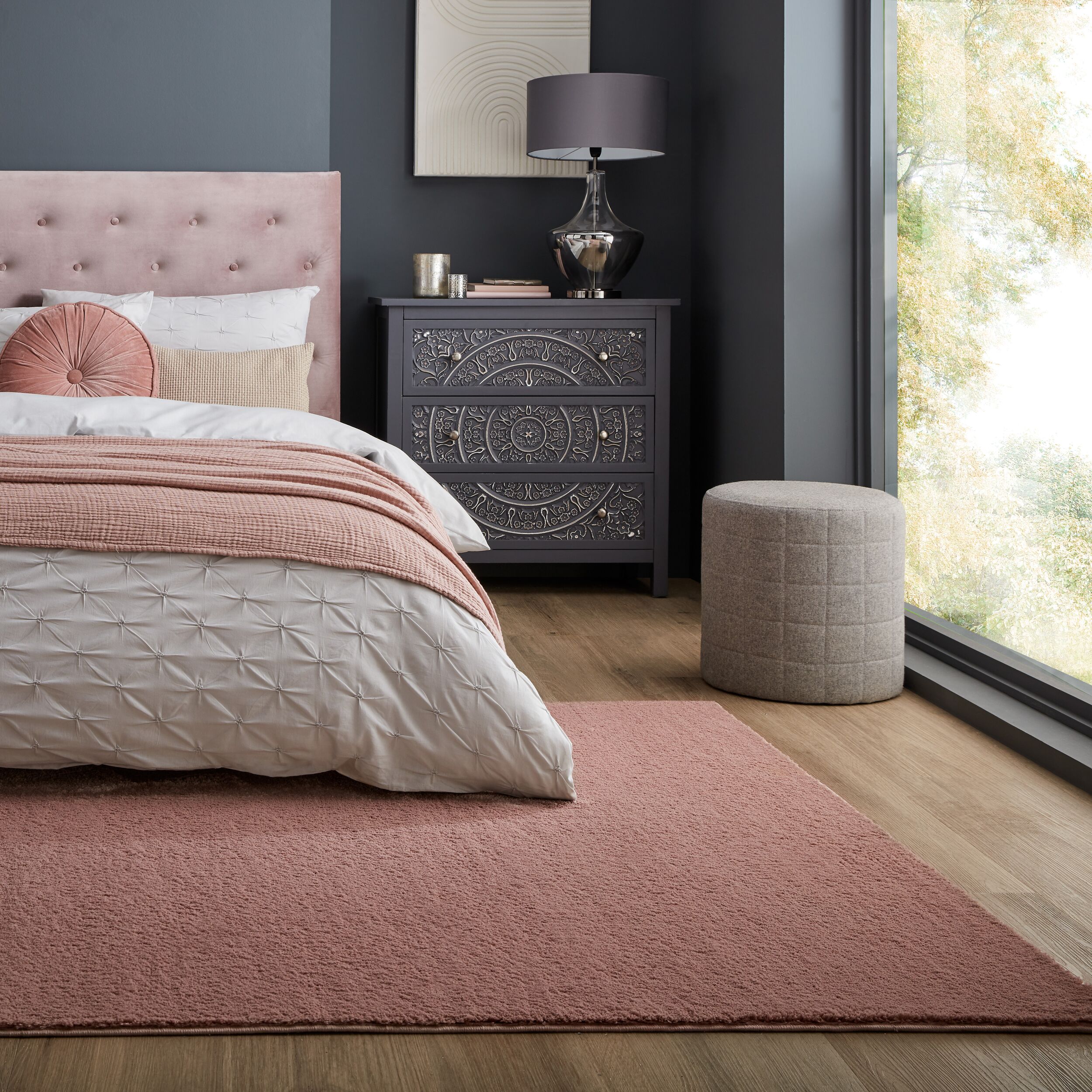 Teppich uni Rosa 200 x 290 cm - TUMMEL | Kadima Design 