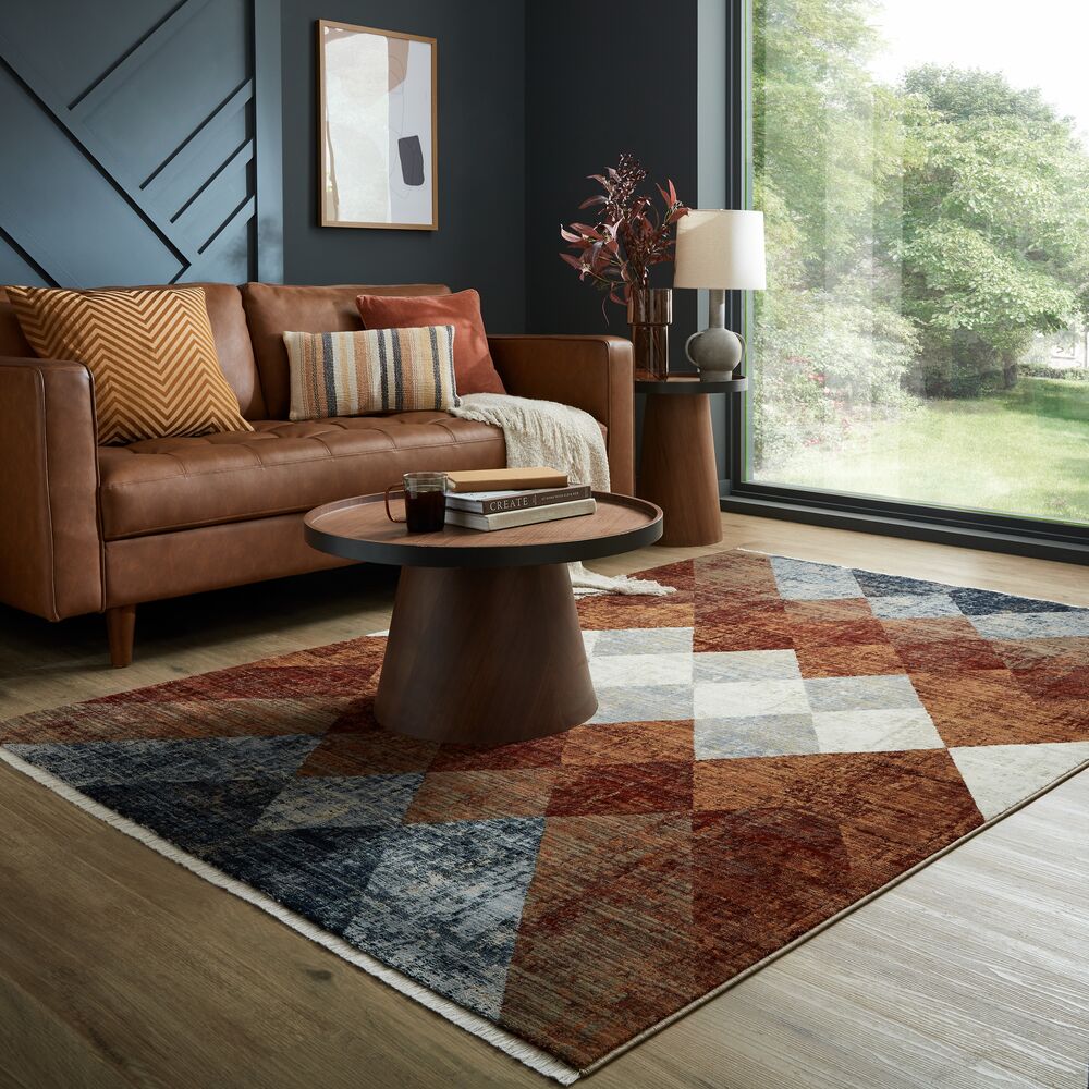 Teppich geometrisch Rot-Blau 80 x 154 cm - OGMORE | Kadima Design 