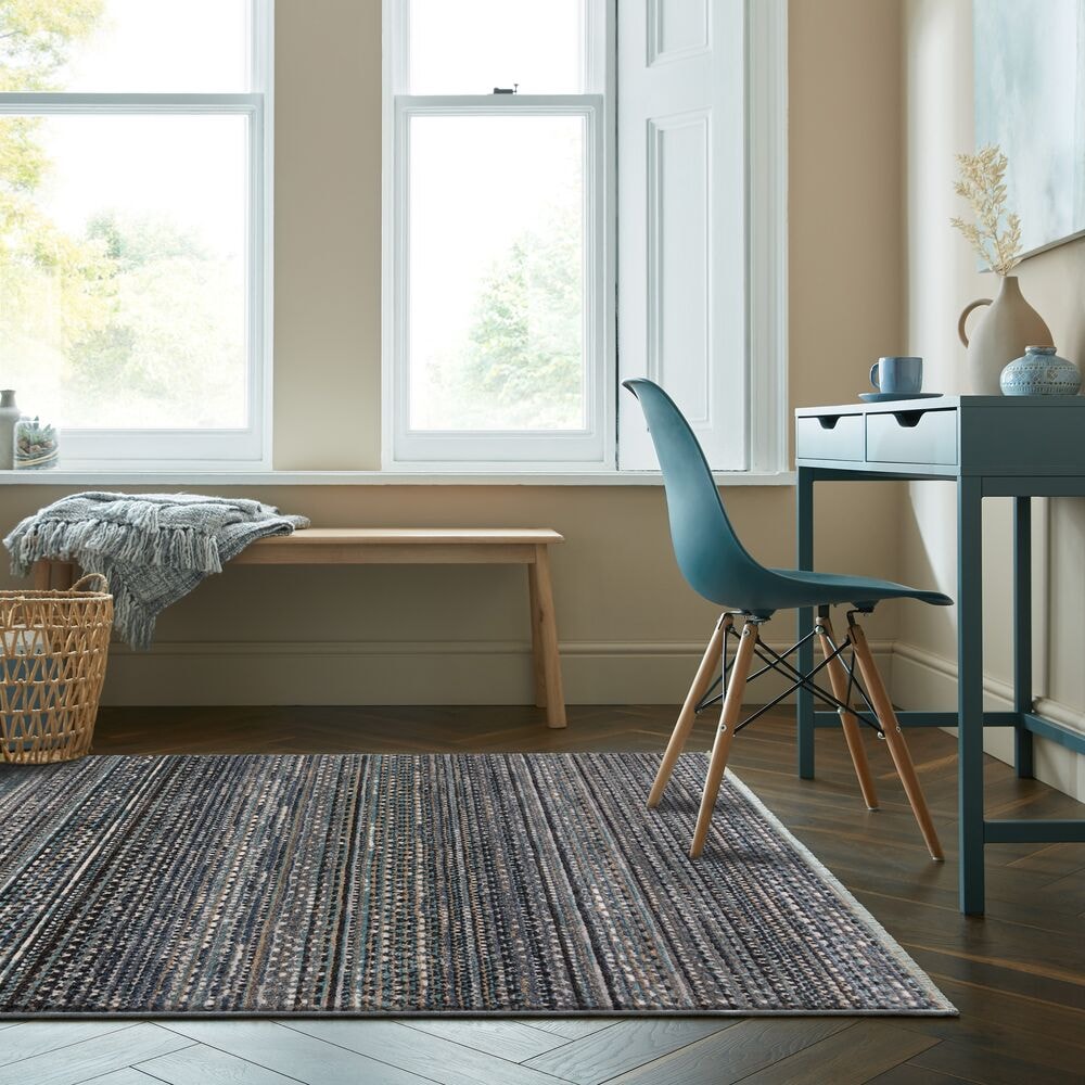 Teppich gestreift Blau 120 x 160 cm - PERRAN Kadima Design