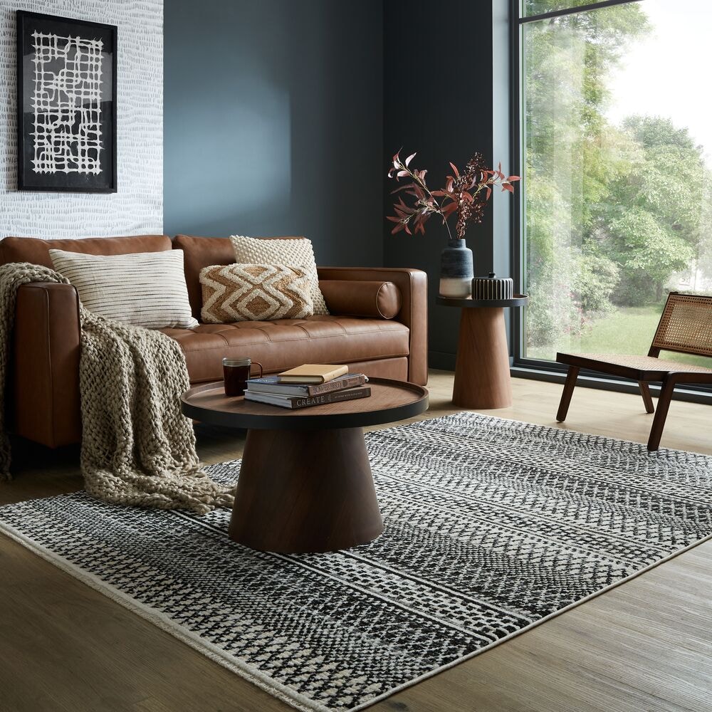 Teppich gestreift Schwarz-Weiß 80 x 140 cm - PERRAN Kadima Design