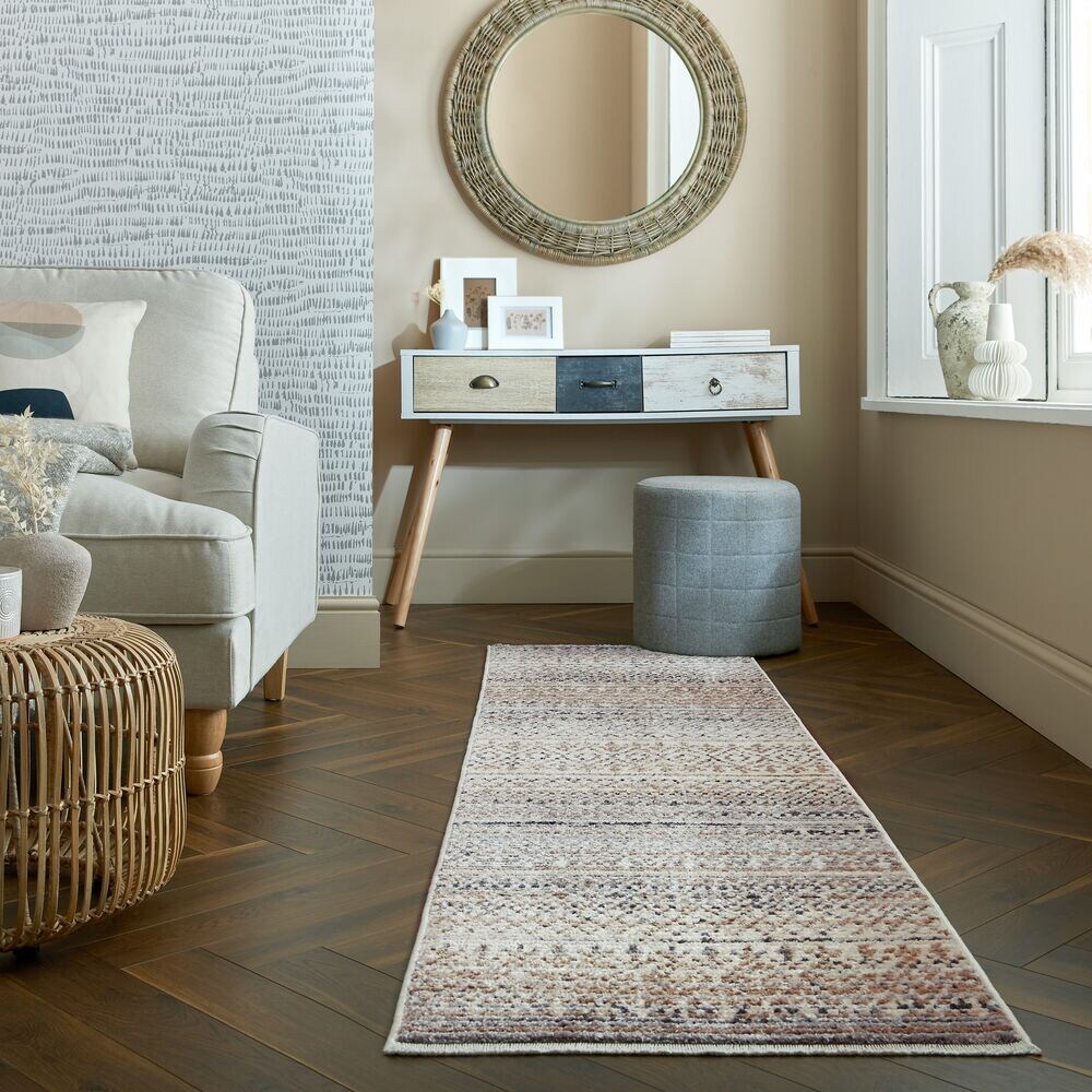 Läufer gestreift Naturfarben 66 x 300 cm - PERRAN Kadima Design