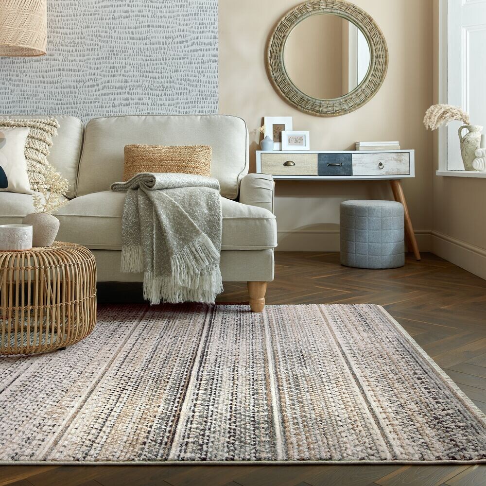 Teppich gestreift Naturfarben 80 x 140 cm - PERRAN Kadima Design
