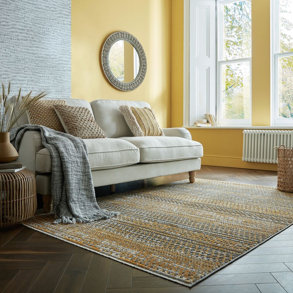 Teppich gestreift Senfgelb 120 x 160 cm - PERRAN Kadima Design