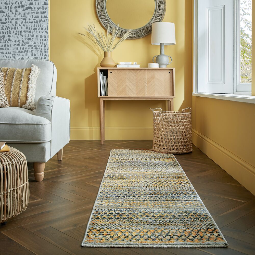 L&auml;ufer gestreift Senfgelb 60 x 230 cm - PERRAN | Kadima Design 