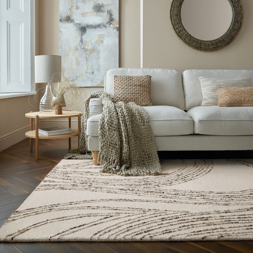 Wollteppich abstrakt Natur-Braun 120 x 170 cm - HUMBER | Kadima Design 