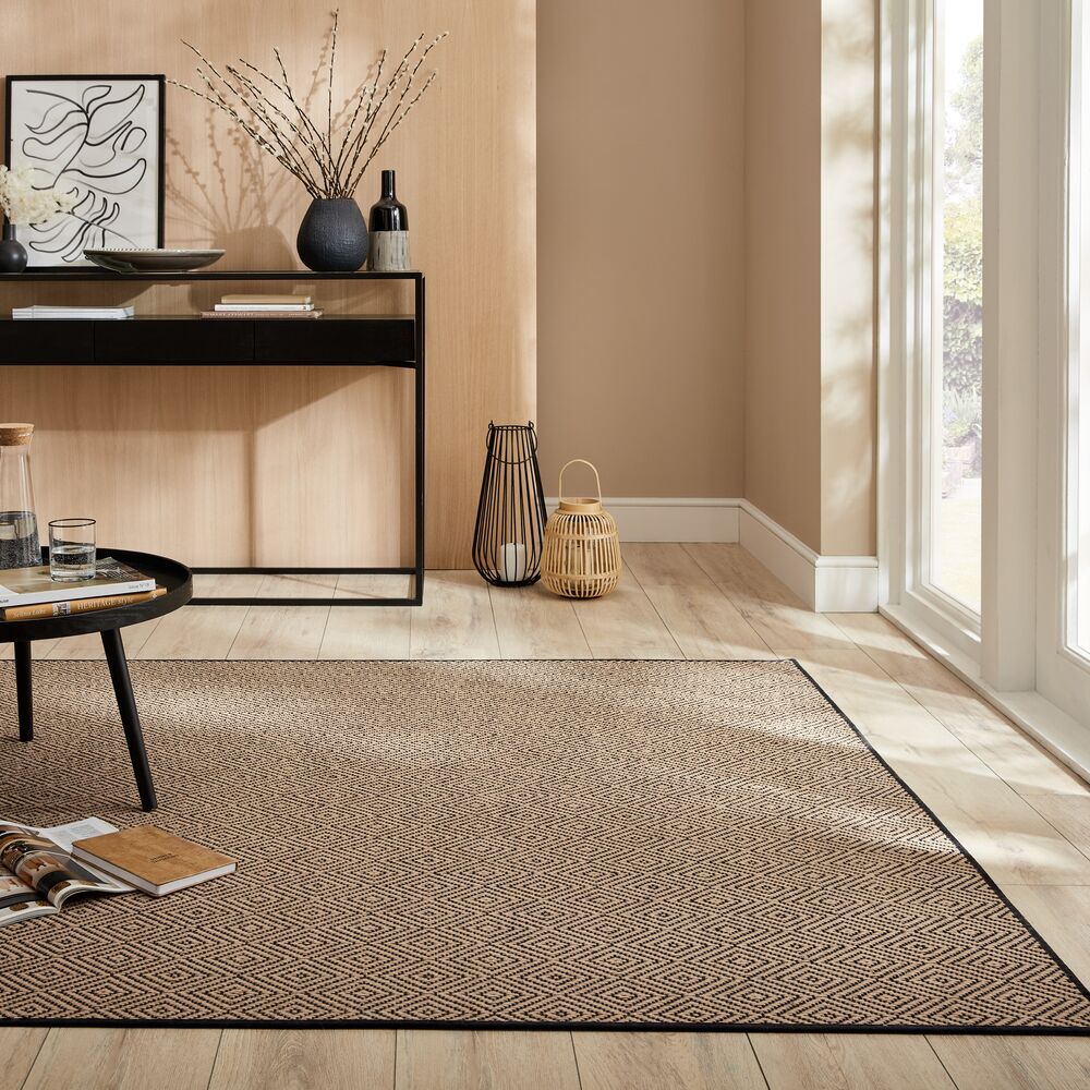 Jute-Teppich geometrisch Braun-Schwarz 200 x 290 cm - CARRON | Kadima 