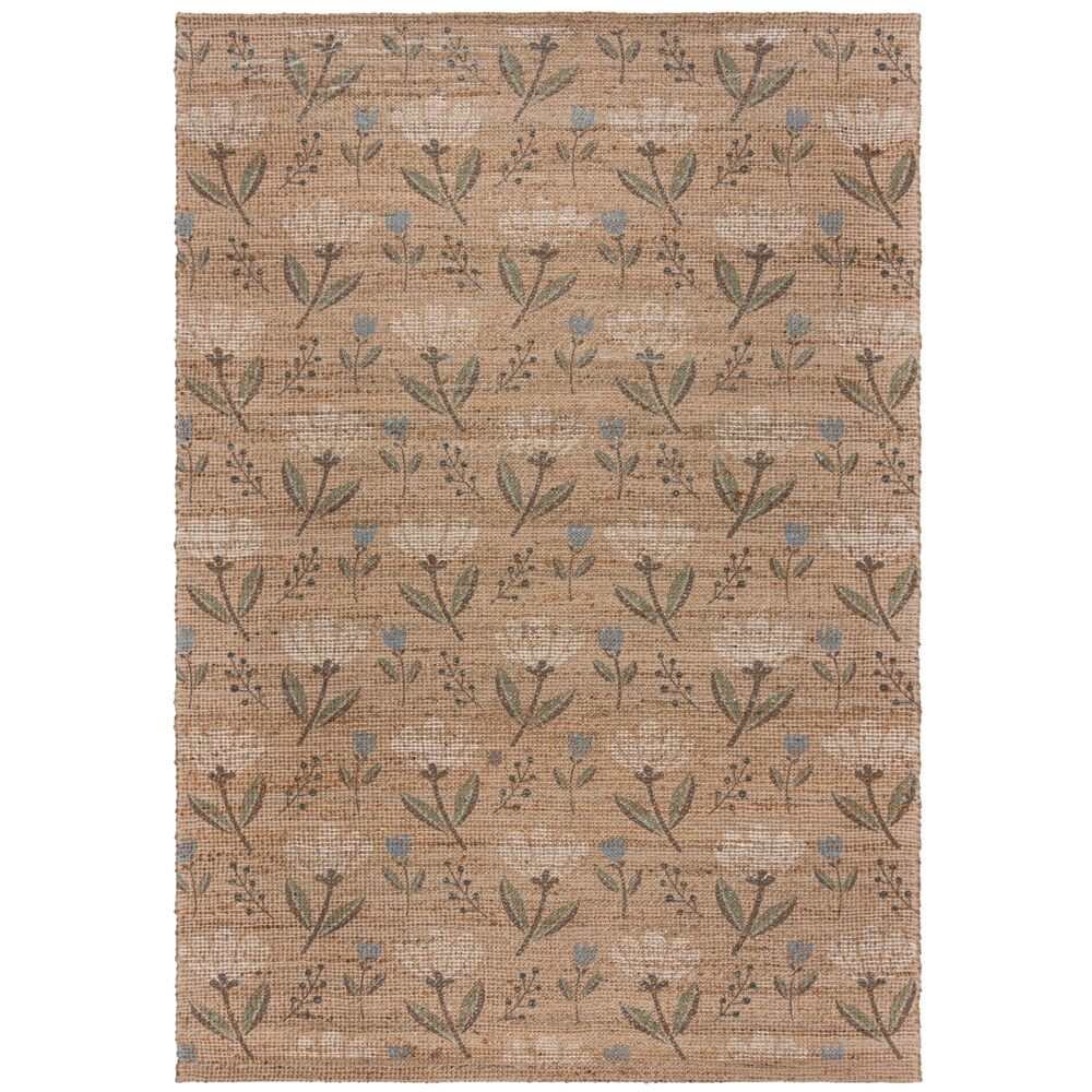 Juteteppich mit floralem Muster, handgewebt, naturfarben - "Jed". 120x170 cm | Kadima Design 