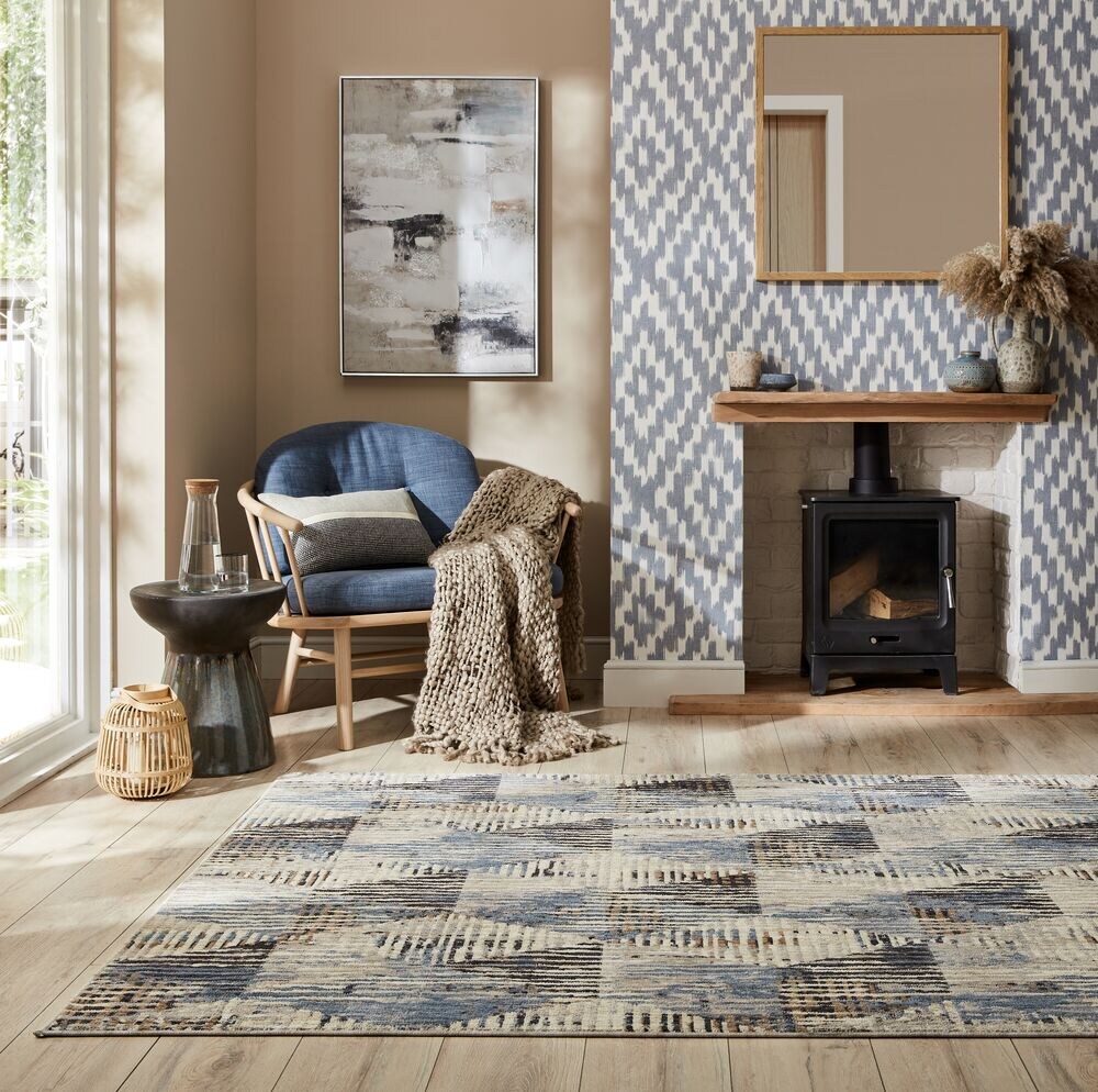 Teppich geometrisch Blau-Grau 200 x 290 cm - WYE Kadima Design