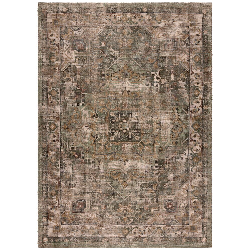 Robuster Vintage-Teppich aus Jute & Polyester, ideal f&uuml;r viel genutzte R&auml;ume, rutschfest, braun-gr&uuml;n - "Deepe". 160x230 cm | Kadima Design 