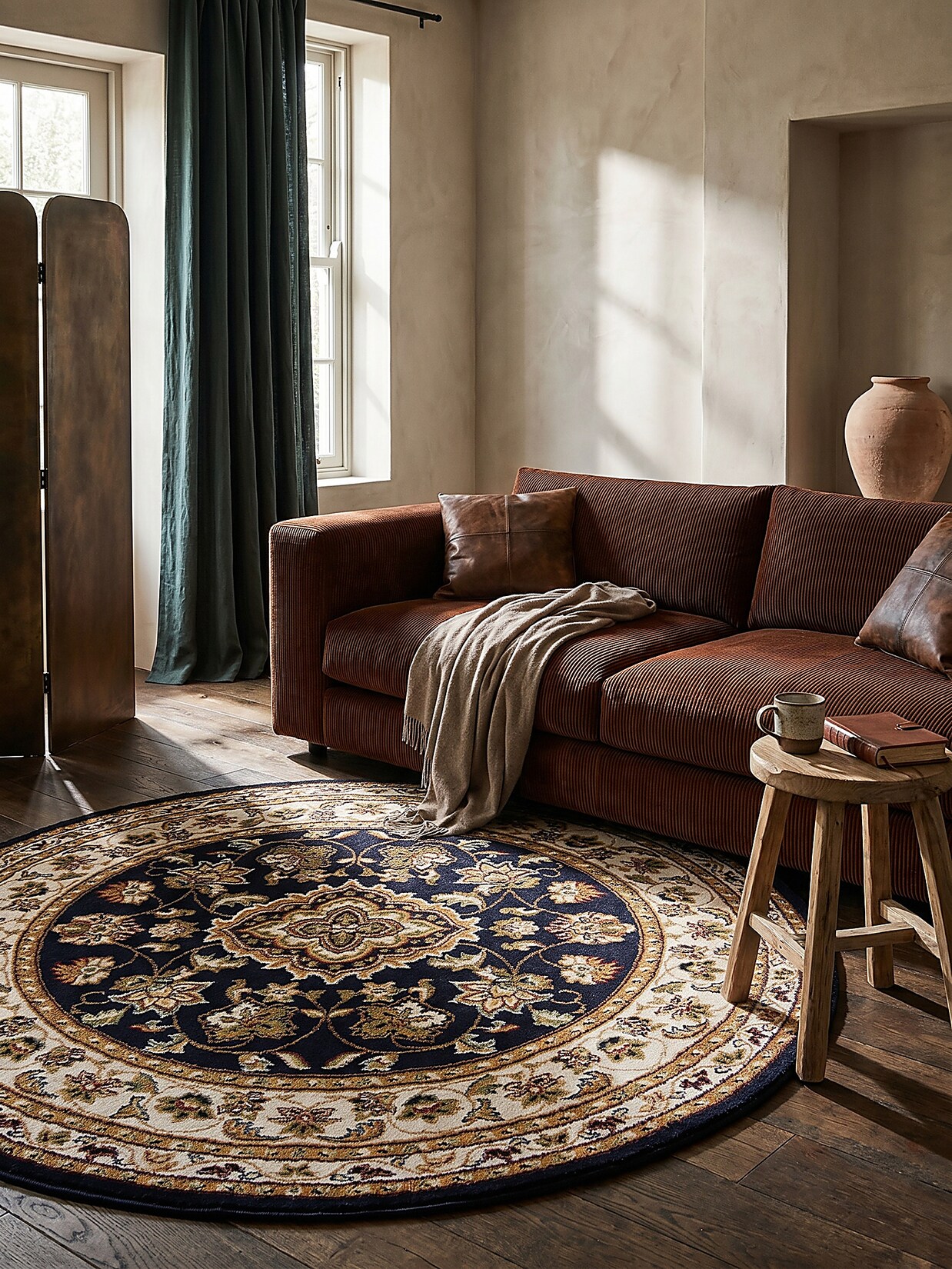 Teppich Orient Dunkelblau Ø133 cm - GLAZERT Kadima Design
