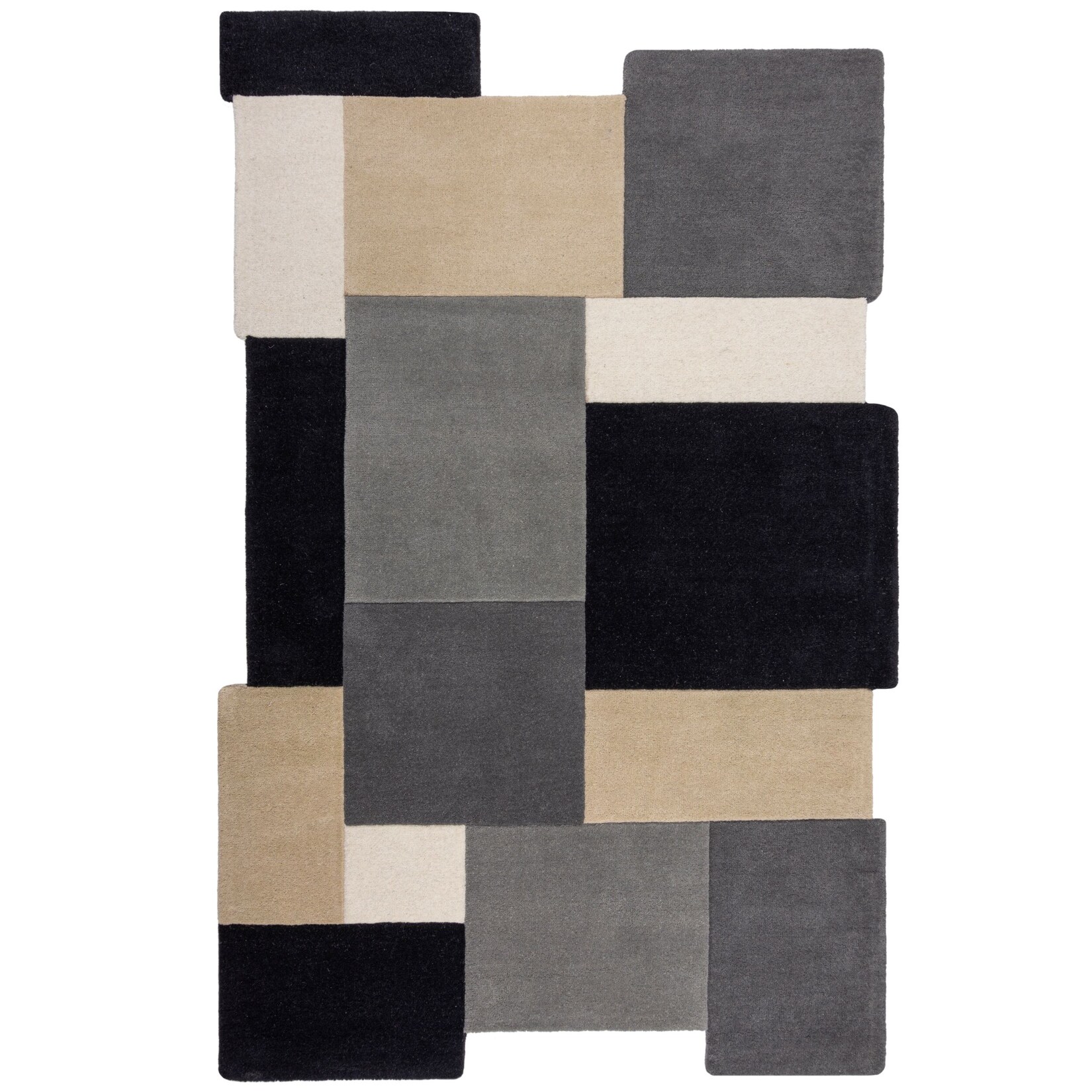 Wollteppich geometrisch Grau-Beige 200 x 290 cm - HALLEIN Kadima