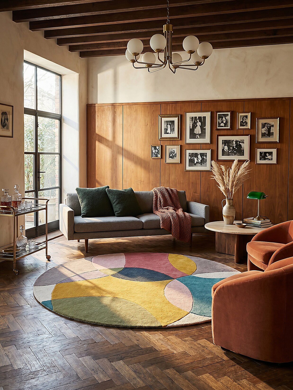 Wollteppich Hoch-Tief Bunt Ø160 cm - AIRE Kadima Design