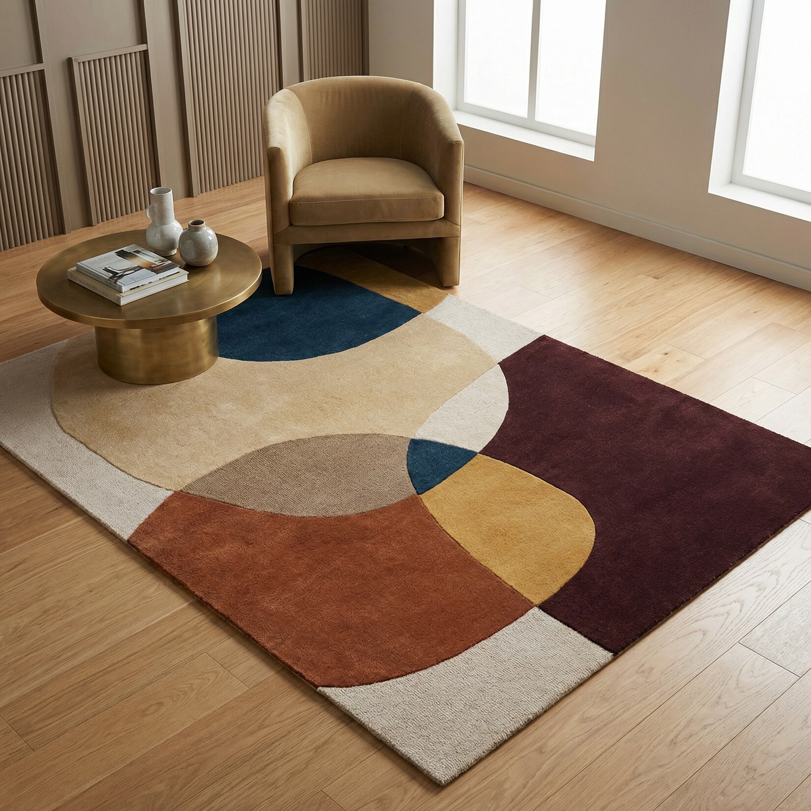 Wollteppich Hoch-Tief Lila-Bunt 160 x 230 cm - AIRE Kadima Design