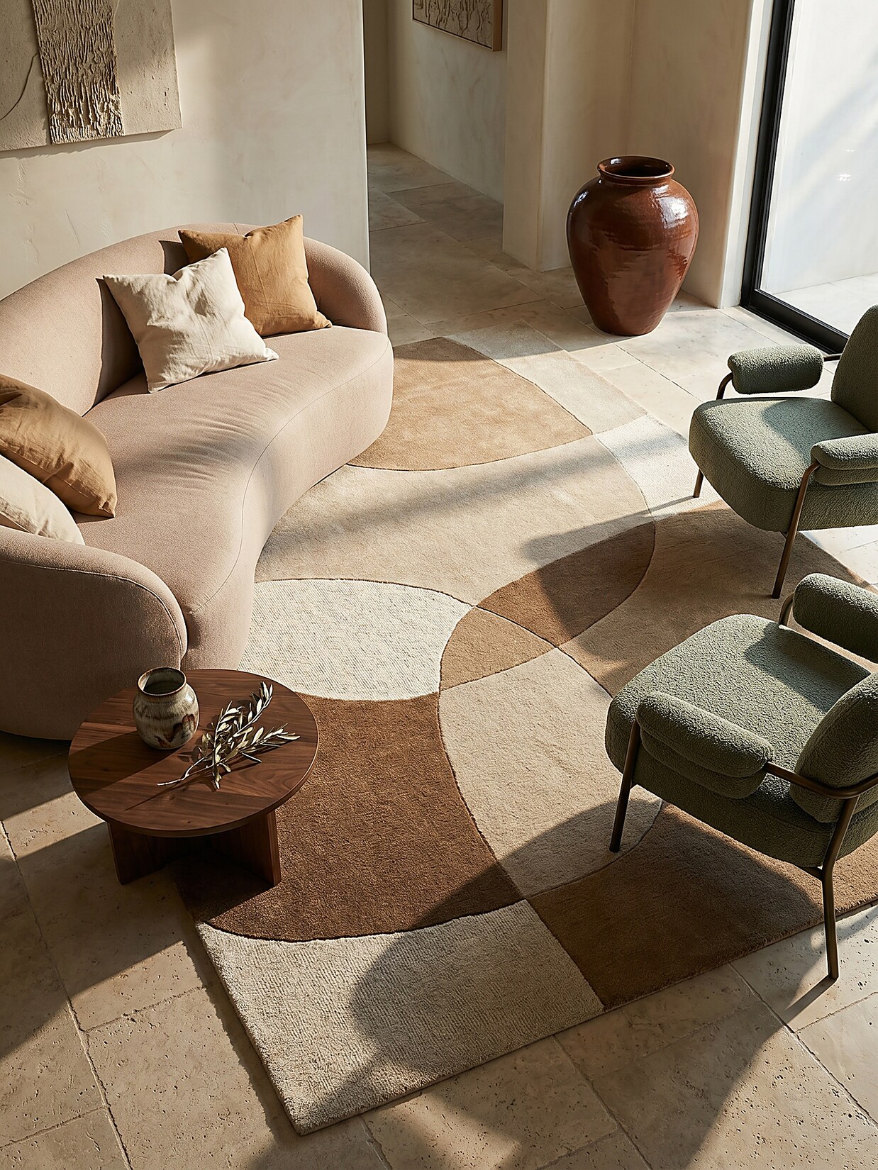 Wollteppich Hoch-Tief Natur 120 x 170 cm - AIRE Kadima Design