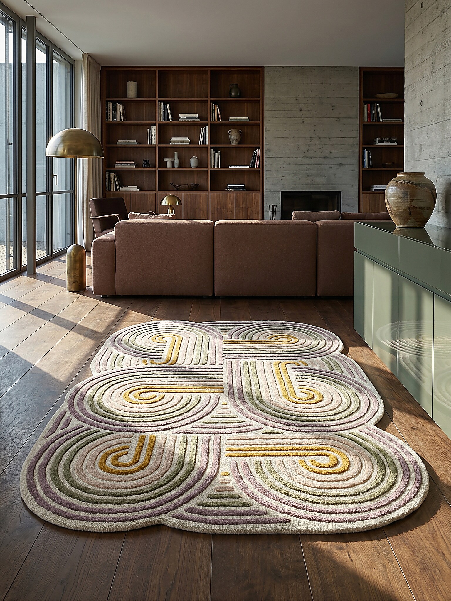 Wollteppich Hoch-Tief Gr&uuml;n 140 x 200 cm - SOAR | Kadima Design 
