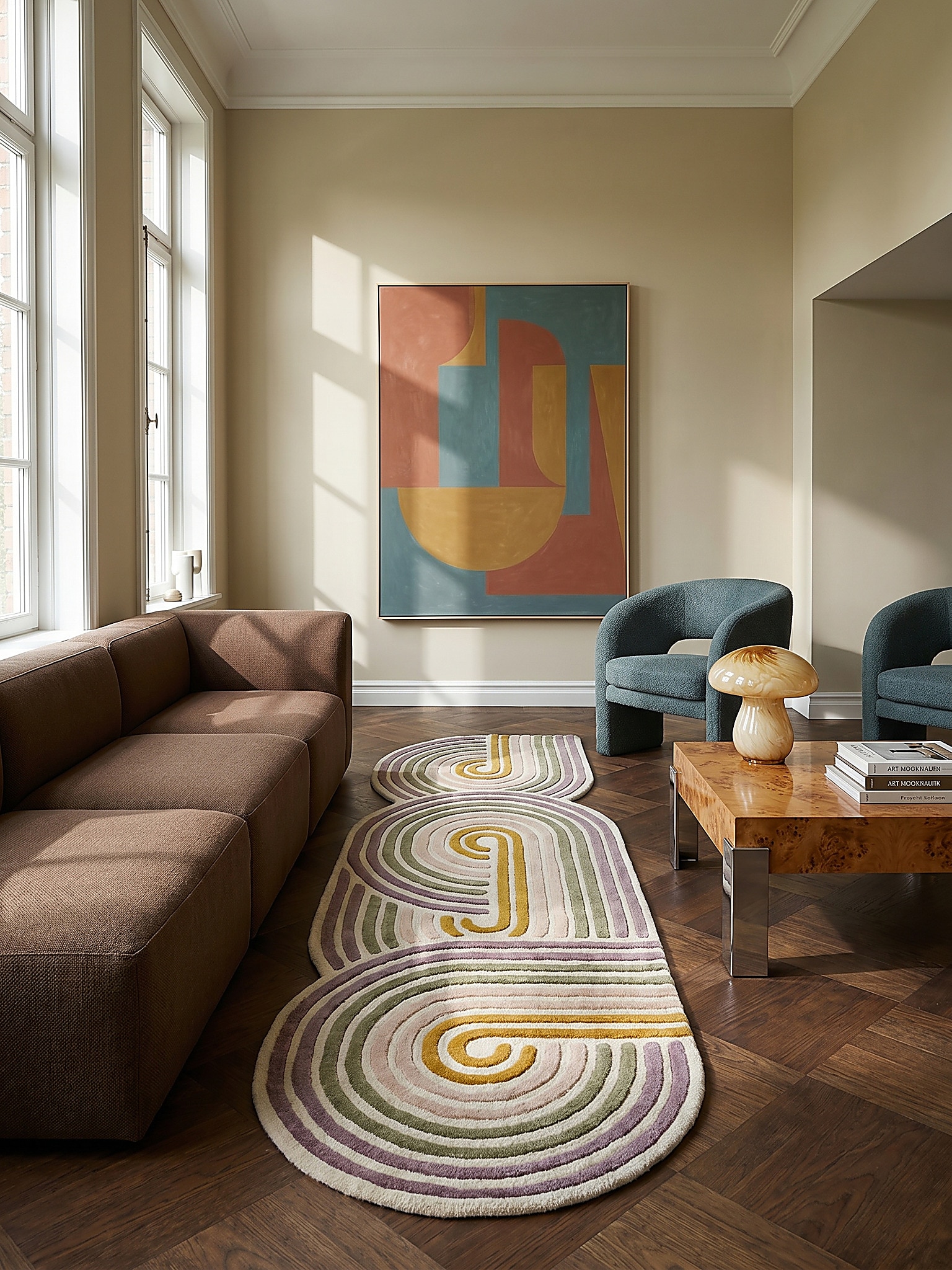 L&auml;ufer Wolle Gr&uuml;n 80 x 300 cm - SOAR | Kadima Design 