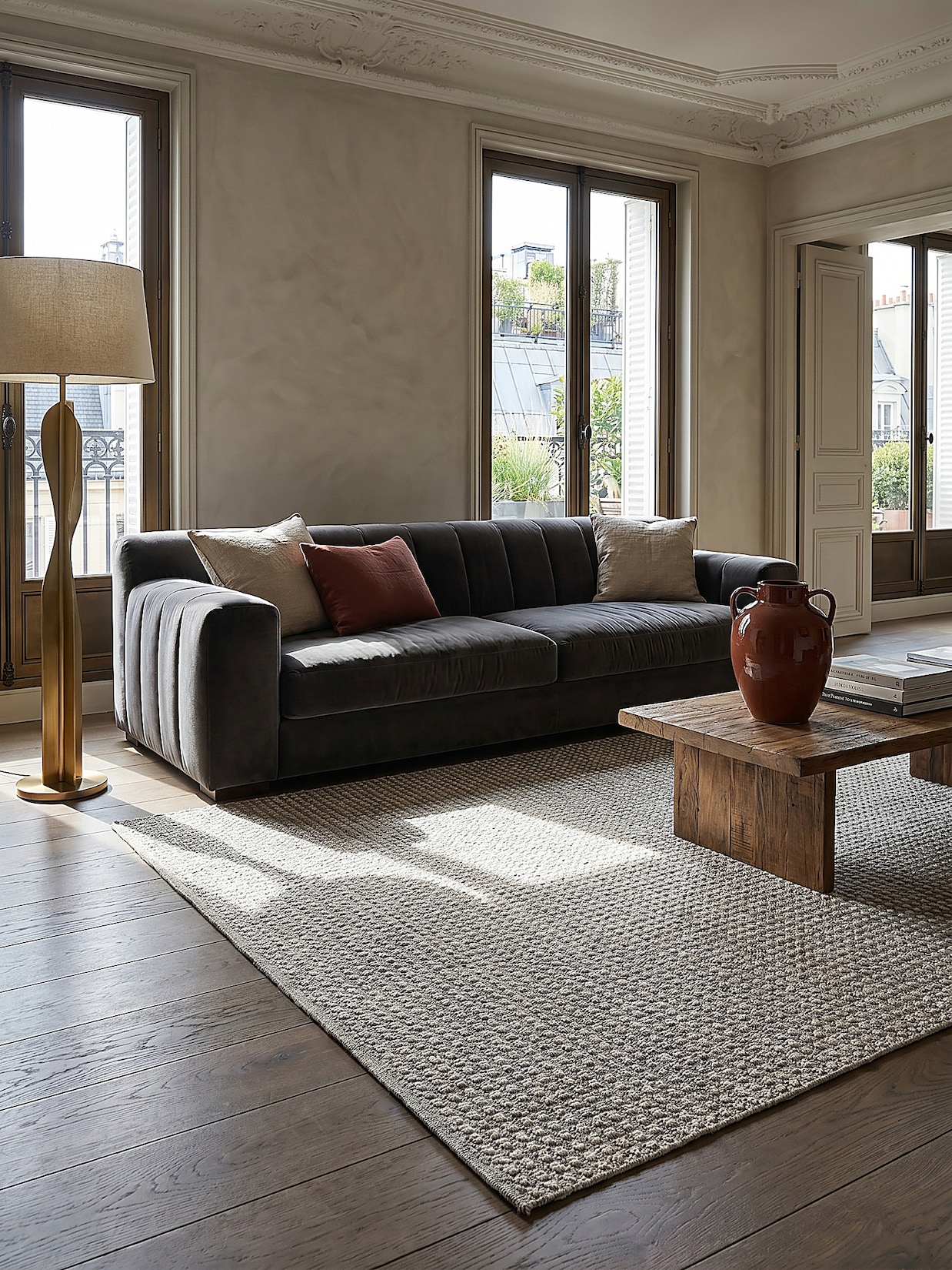 Teppich Kurzflor Grau 140 x 194 cm - NORA Kadima Design