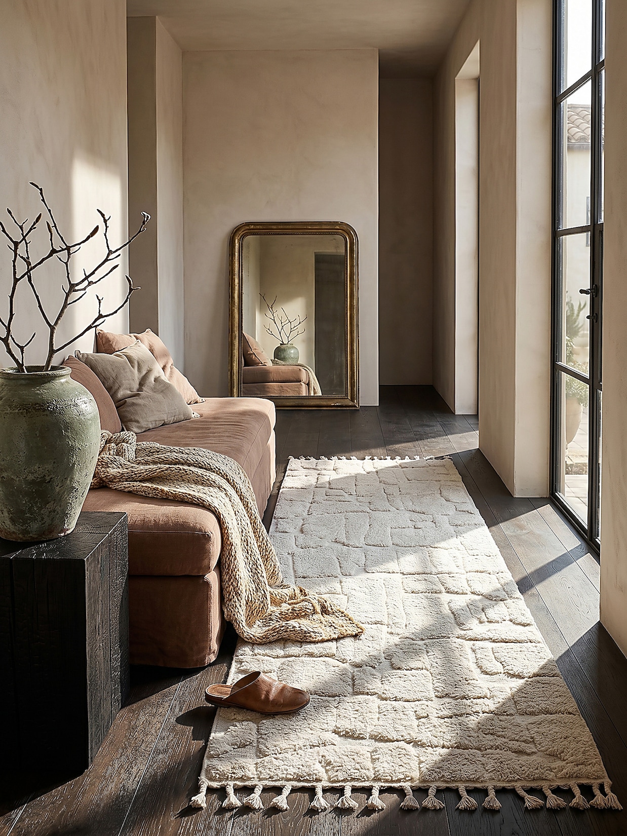 Läufer Hochflor Creme 80 x 300 cm - MARA Kadima Design