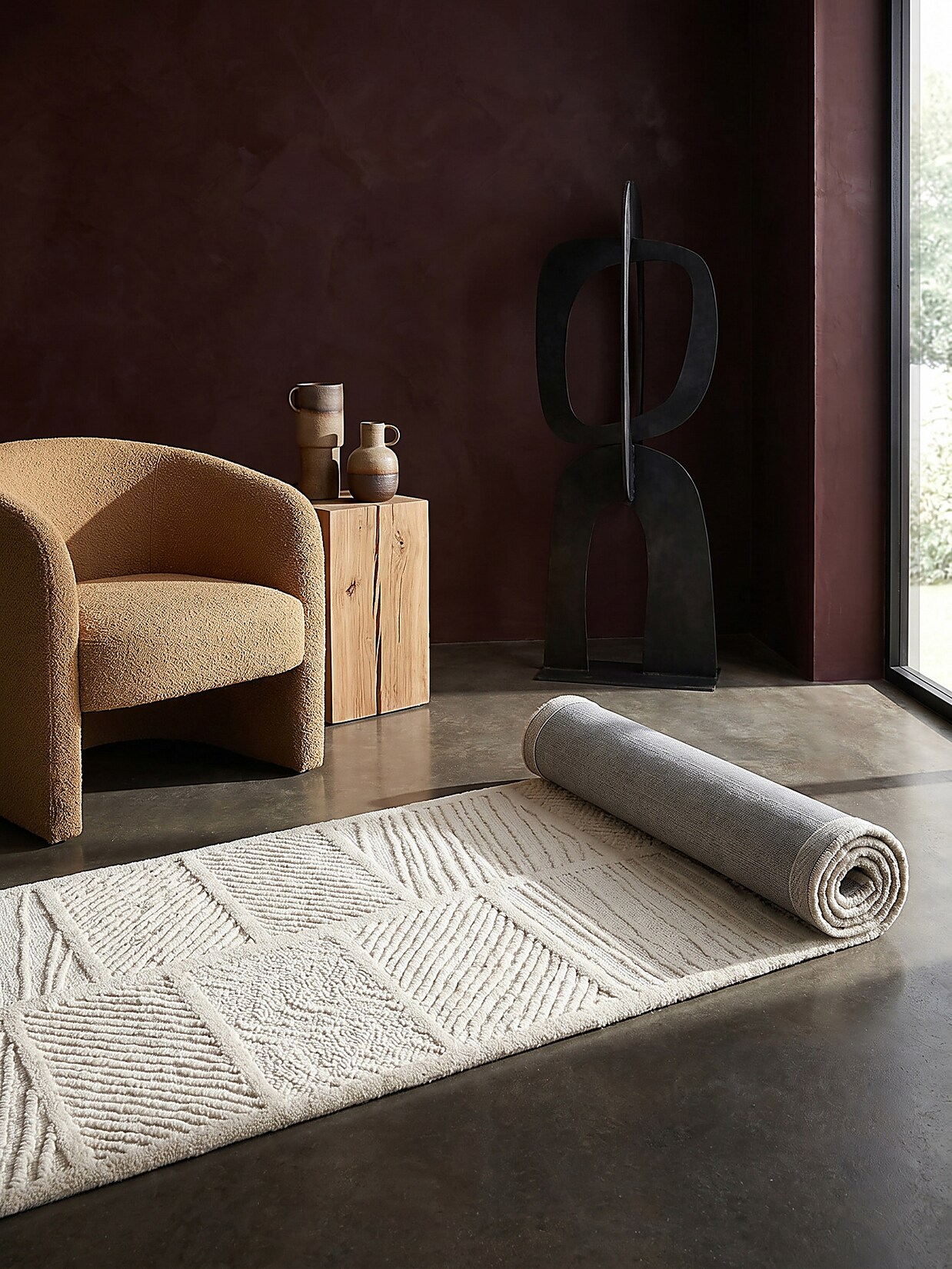 Läufer Wollmischung Weiß 80 x 300 cm - CARVE Kadima Design
