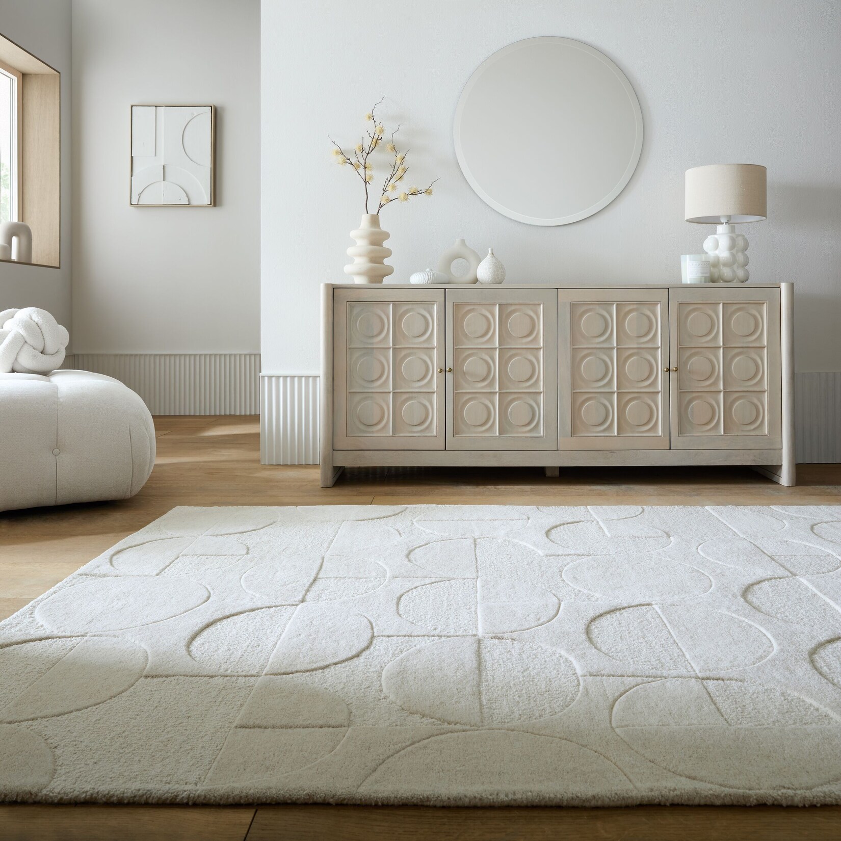 Wollteppich geometrisch Elfenbein 160 x 230 cm - DEBEN Kadima Design
