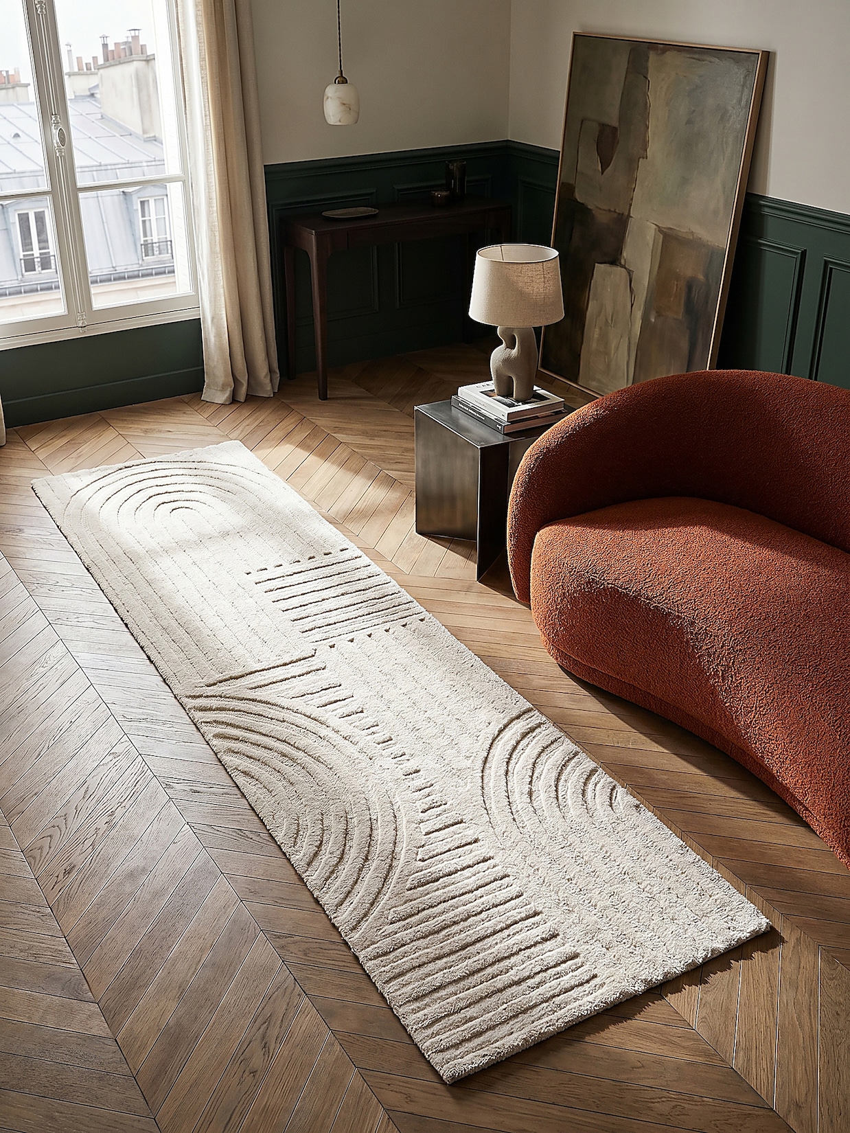 Läufer Wolle Elfenbein 60 x 230 cm - LEVEN Kadima Design