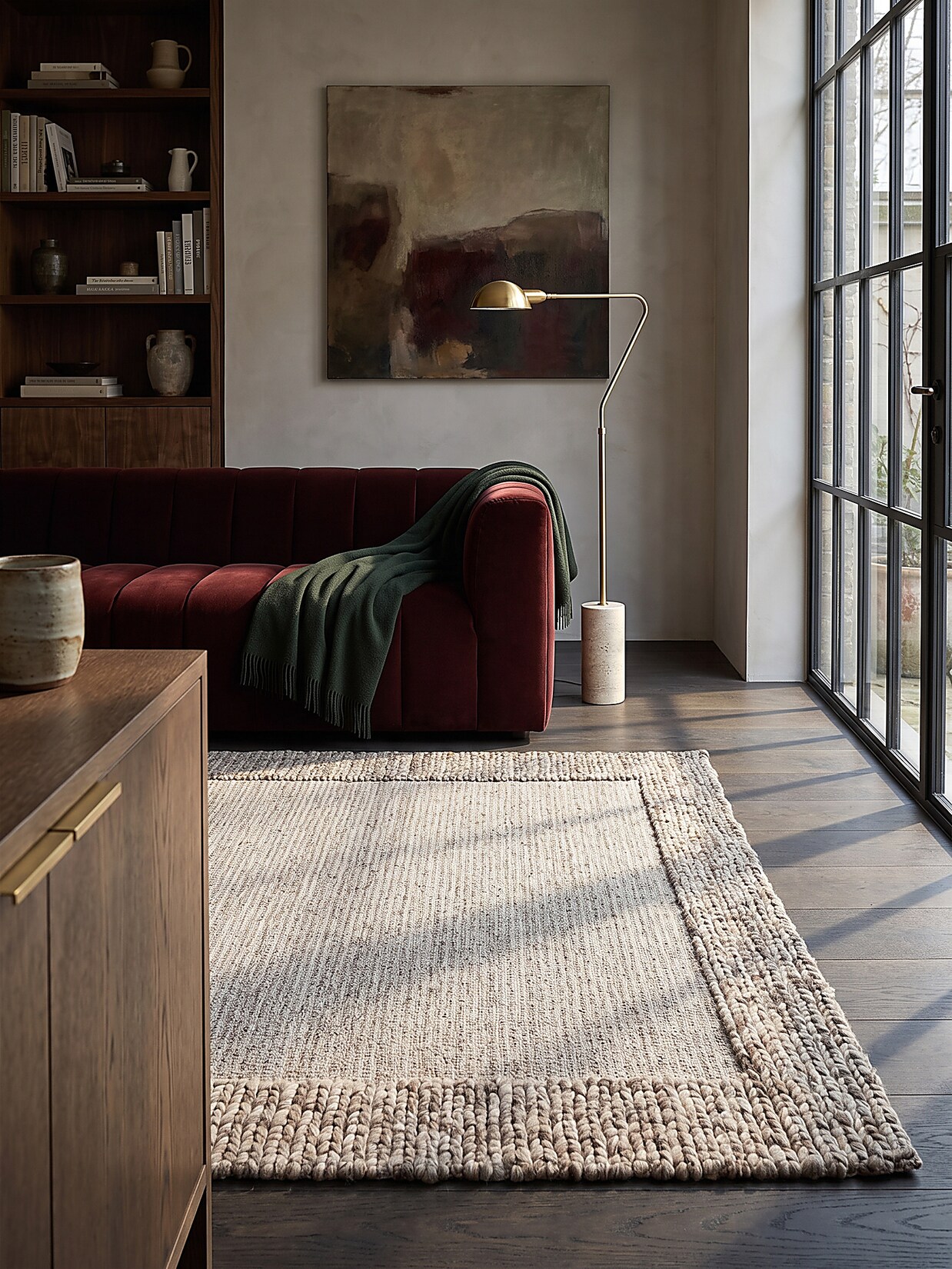Flachgewebe-Teppich Wolle Beige-Braun 160 x 230 cm - CALDER Kadima