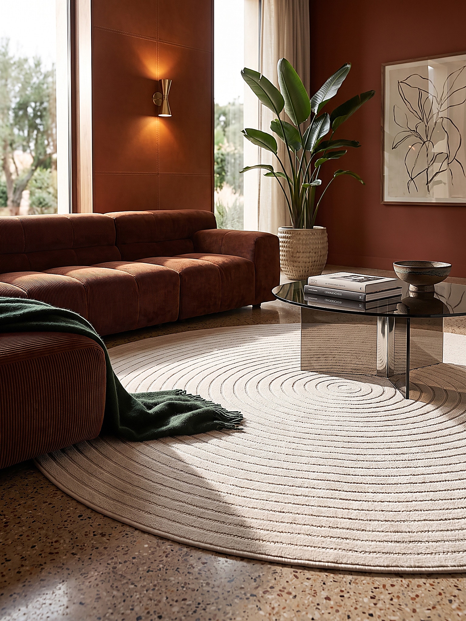 Outdoor-Teppich Niederflor Beige 120x120 cm - MEZEN | Kadima Design 