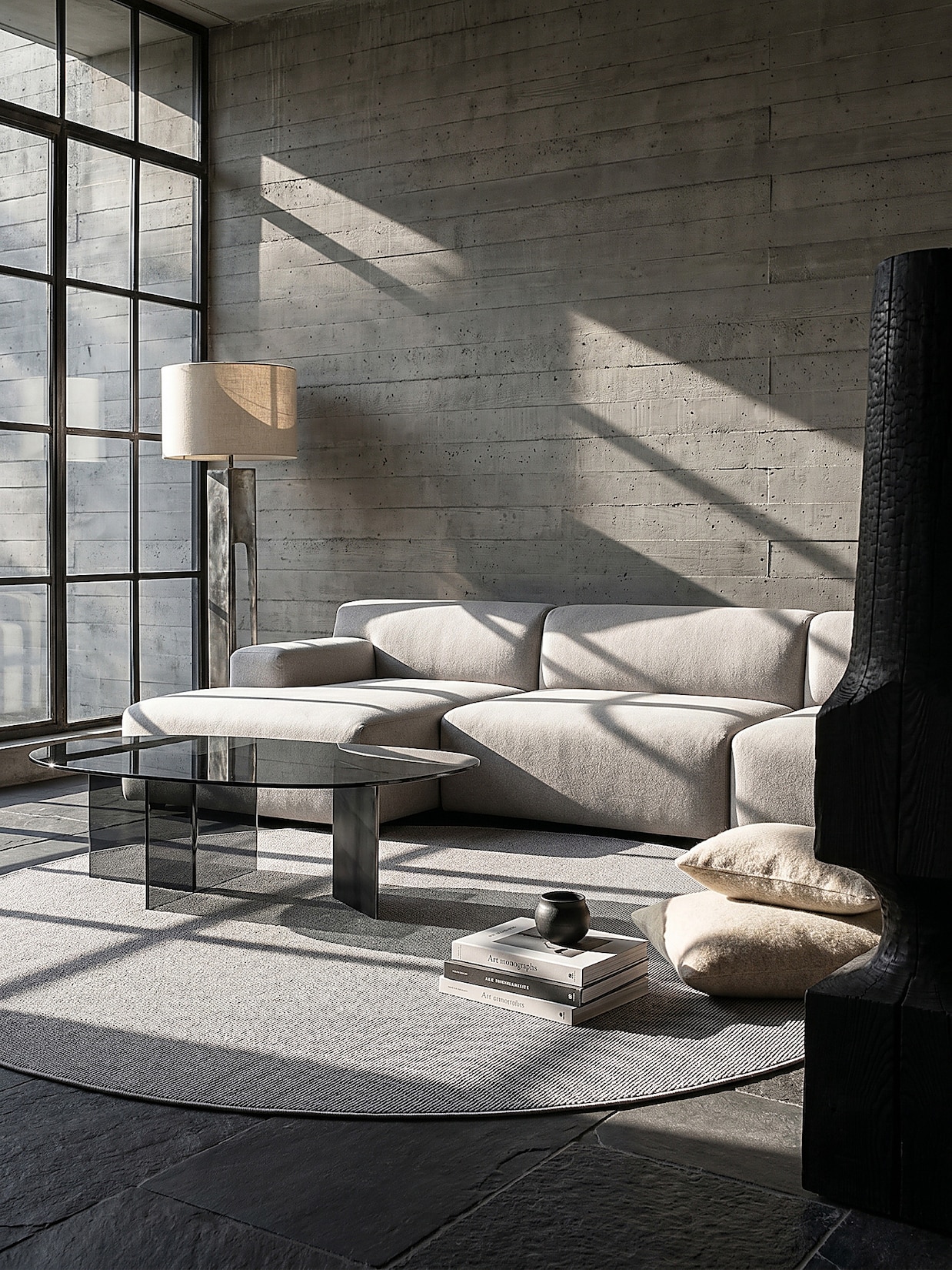 Niederflor-Teppich Kurzflor Beige 133x133 cm - COLFOSCO Kadima Design