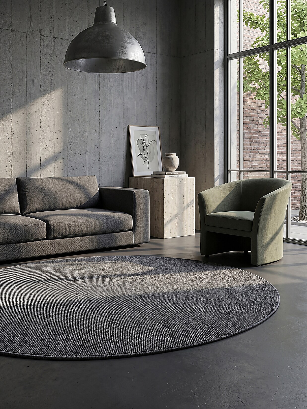 Niederflor-Teppich Kurzflor Beige 133x133 cm - COLFOSCO Kadima Design