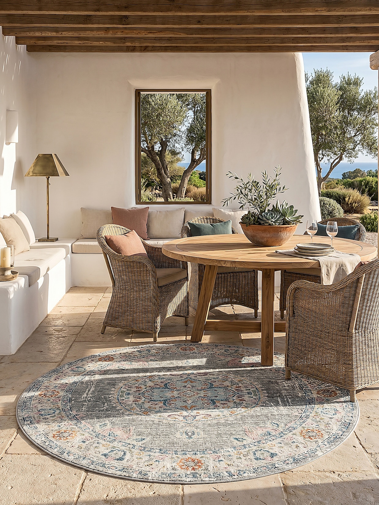 Outdoor-Teppich Niederflor Grau 120x120 cm - LIMMAT Kadima Design
