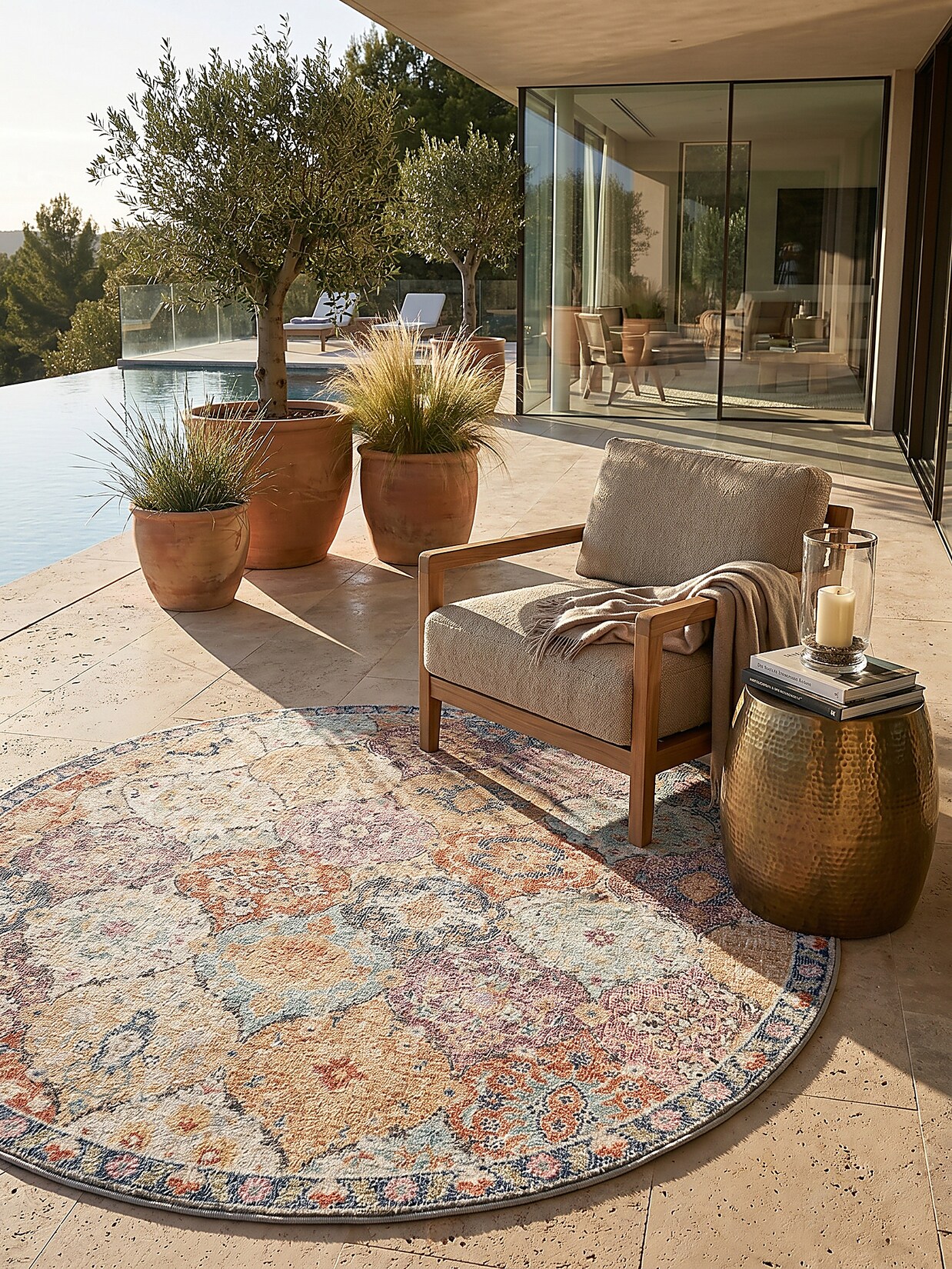 Outdoor-Teppich Niederflor Mehrfarbig 120x120 cm - LIMMAT Kadima