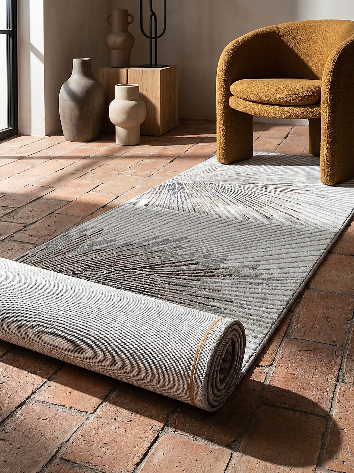 Läufer Kurzflor Grau 80x150 cm - KAVALA Kadima Design
